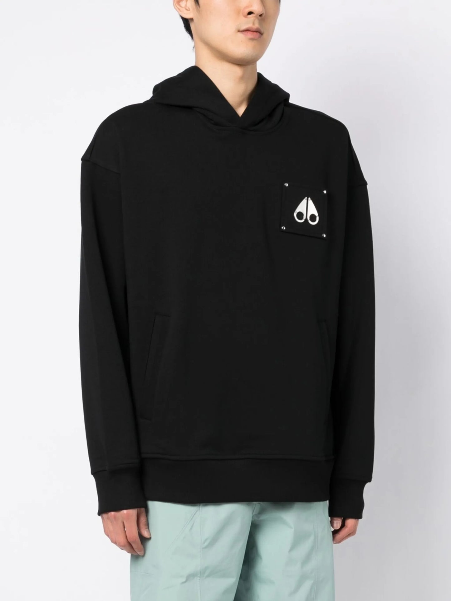 logo-patch cotton hoodie