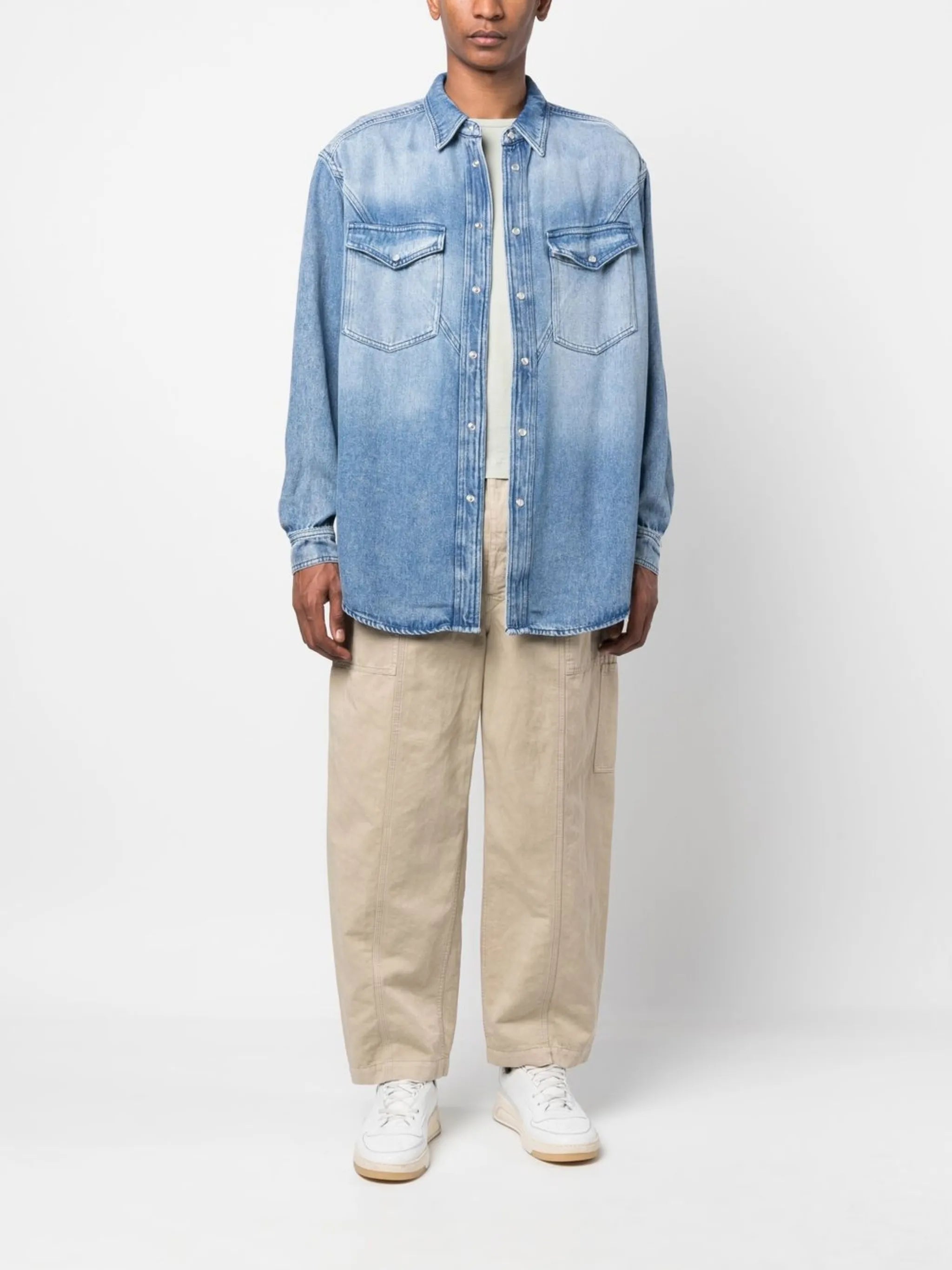 long-sleeved denim shirt