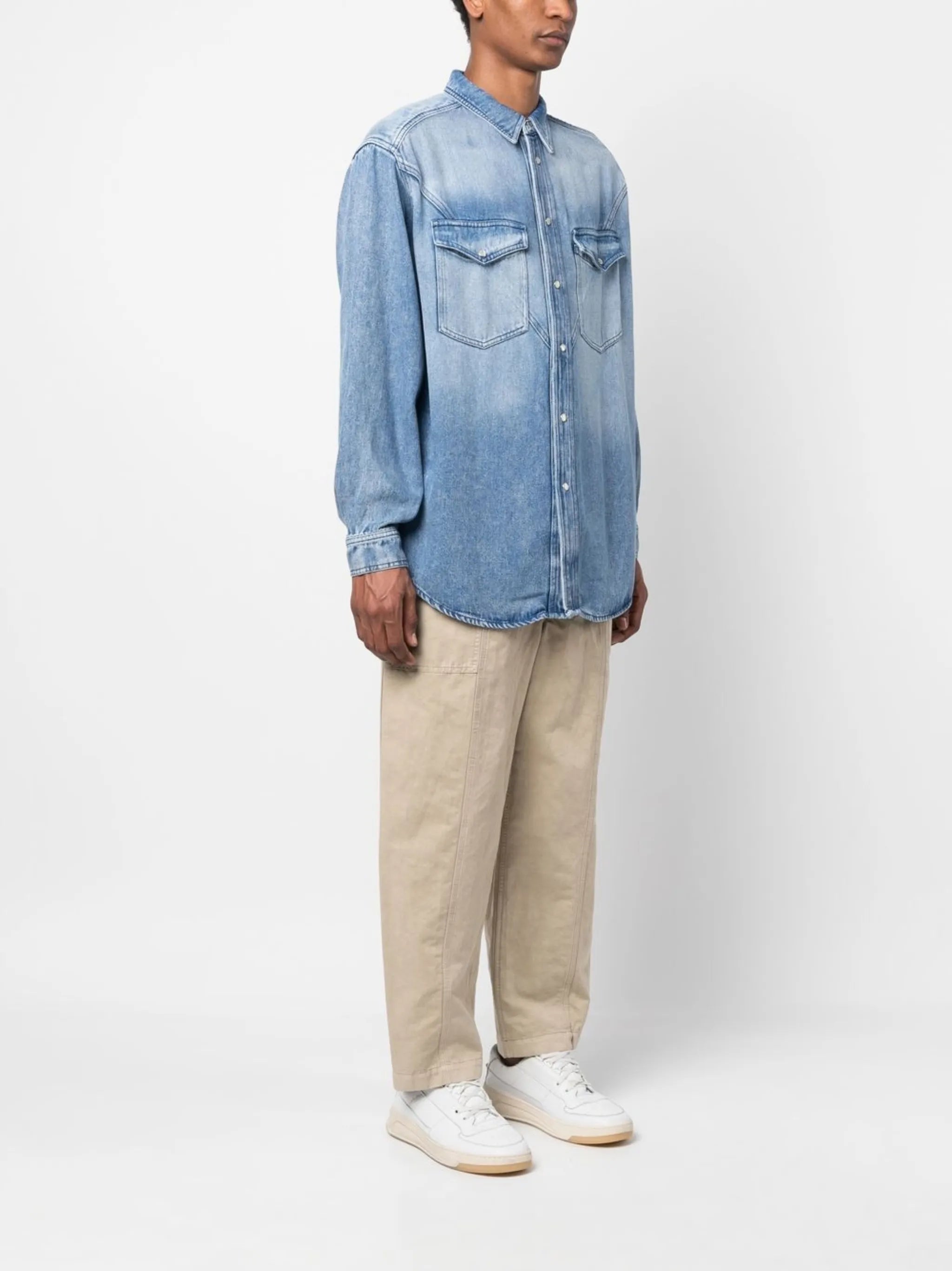 long-sleeved denim shirt