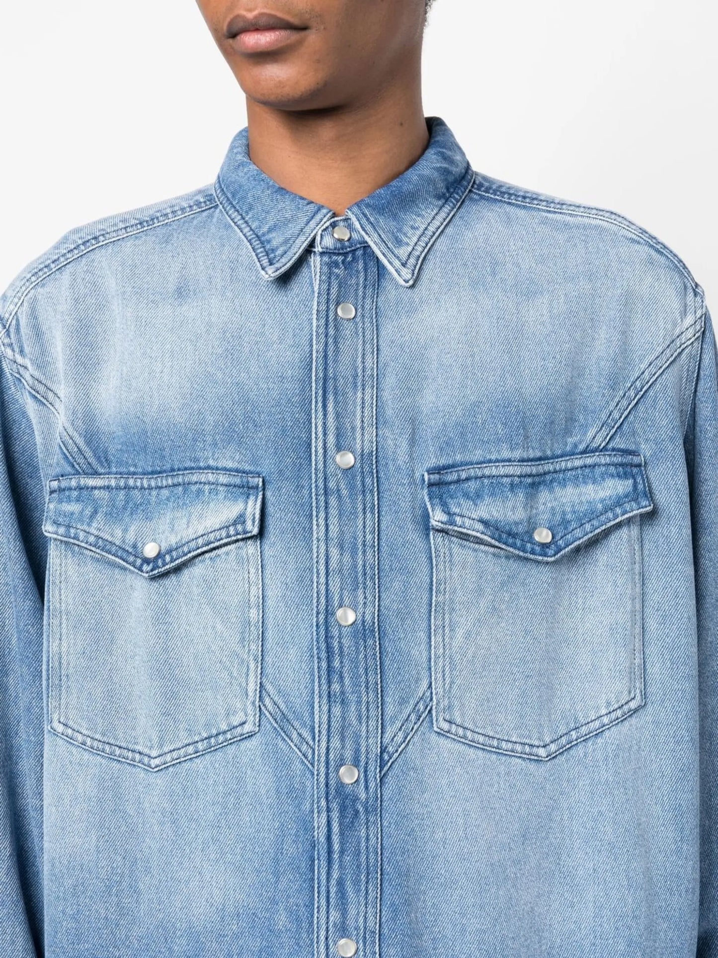 long-sleeved denim shirt