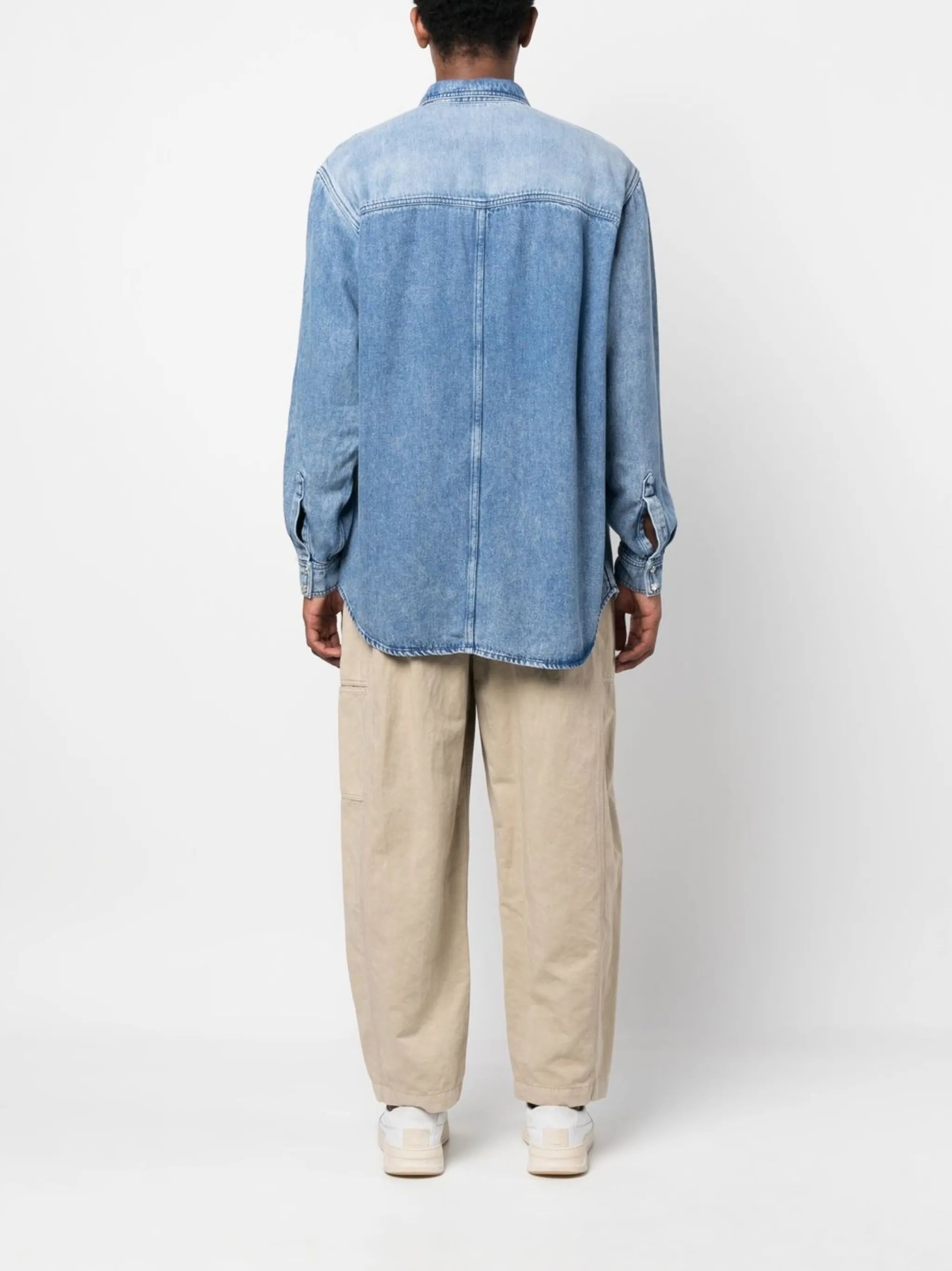 long-sleeved denim shirt