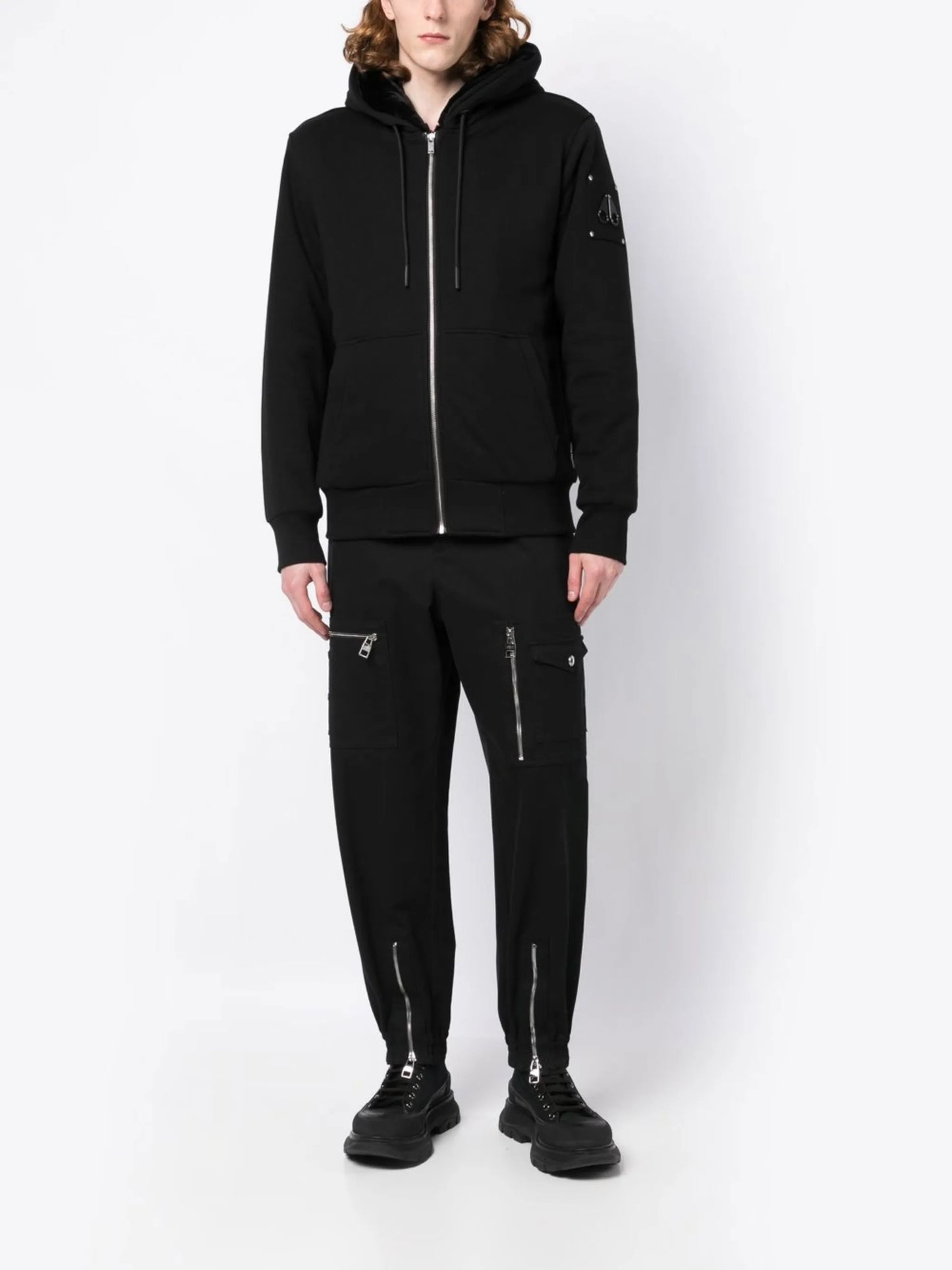 Linden Bunny logo-plaque zip-up hoodie