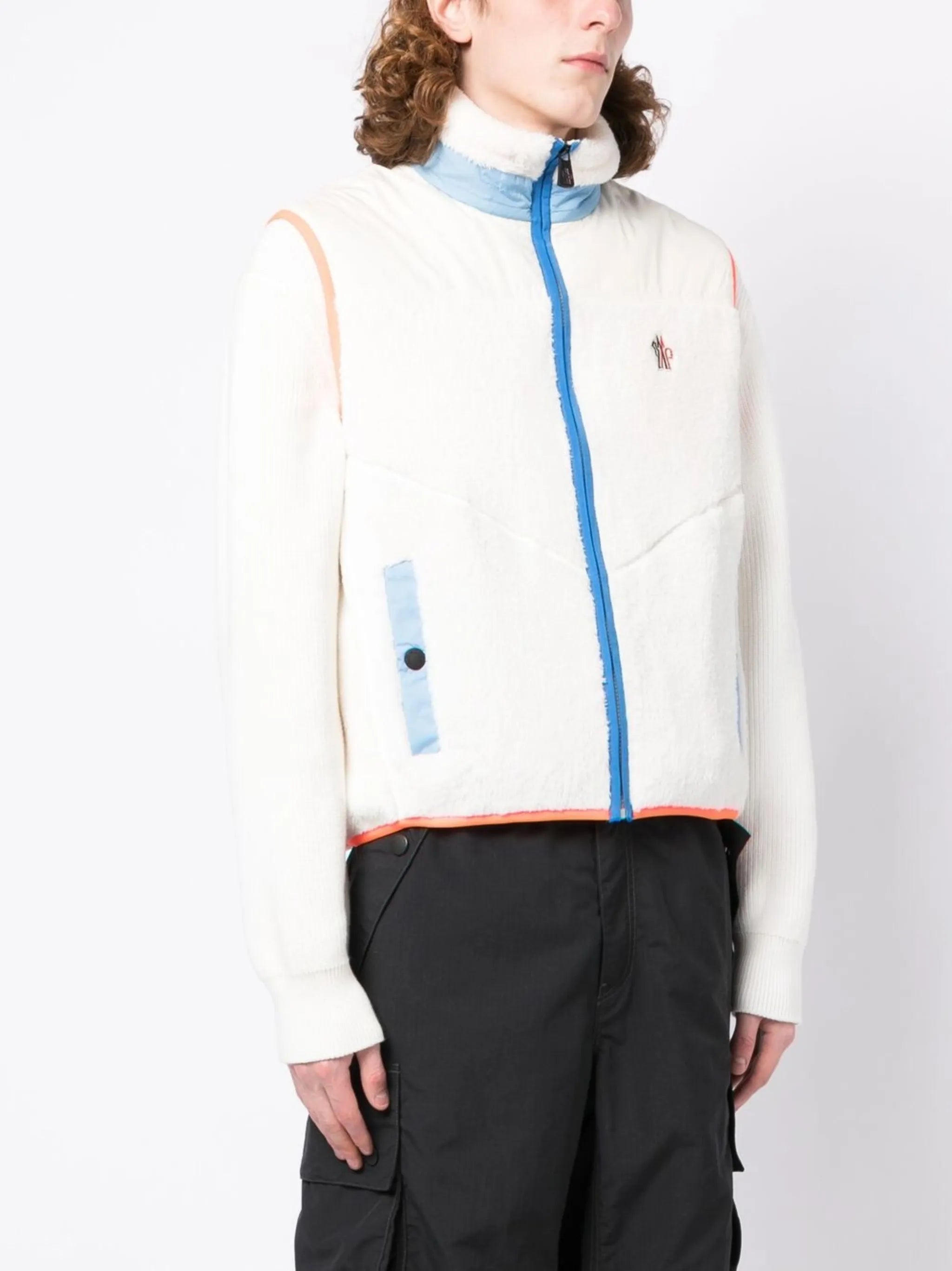 logo-patch fleece vest