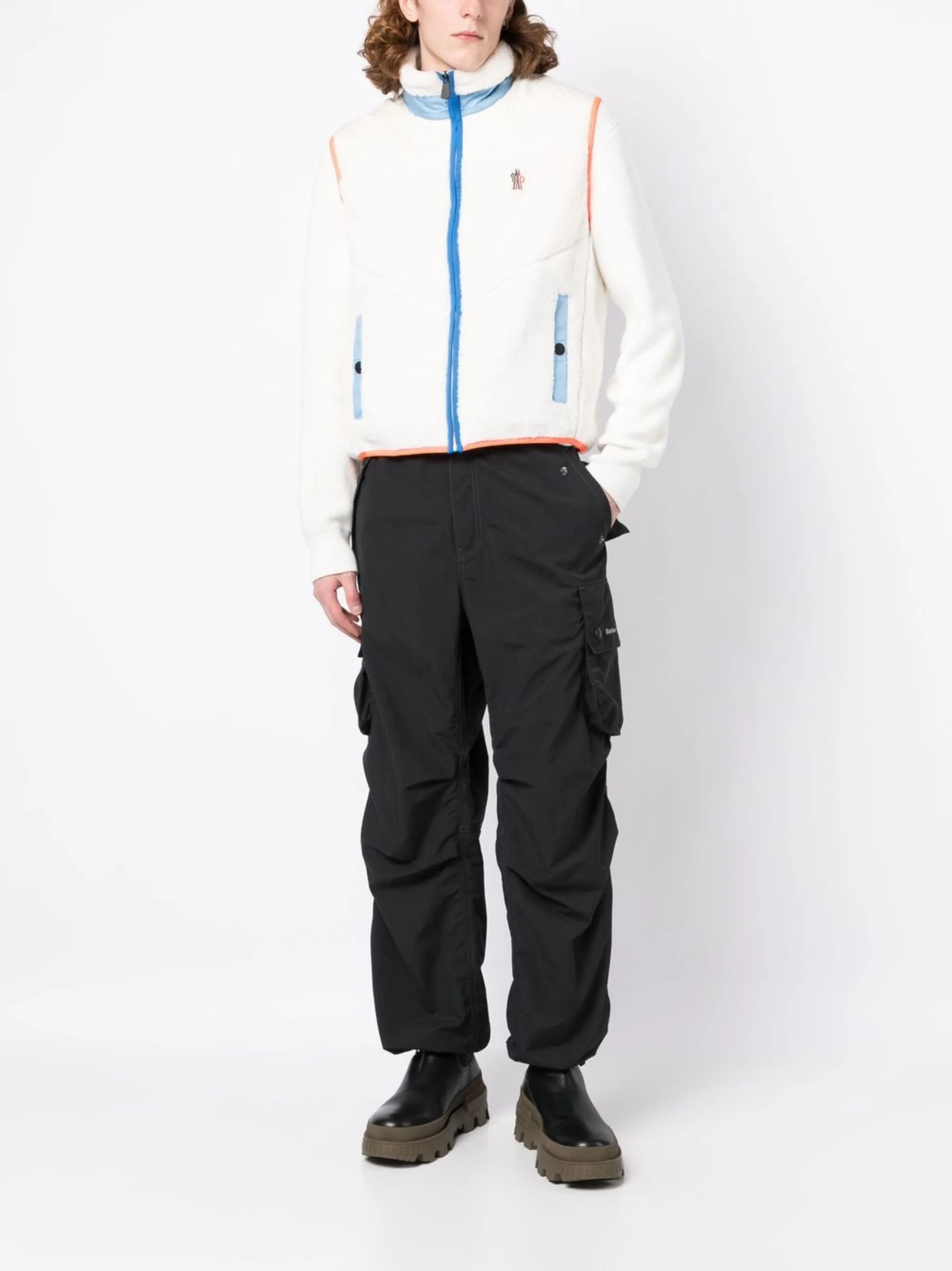 logo-patch fleece vest