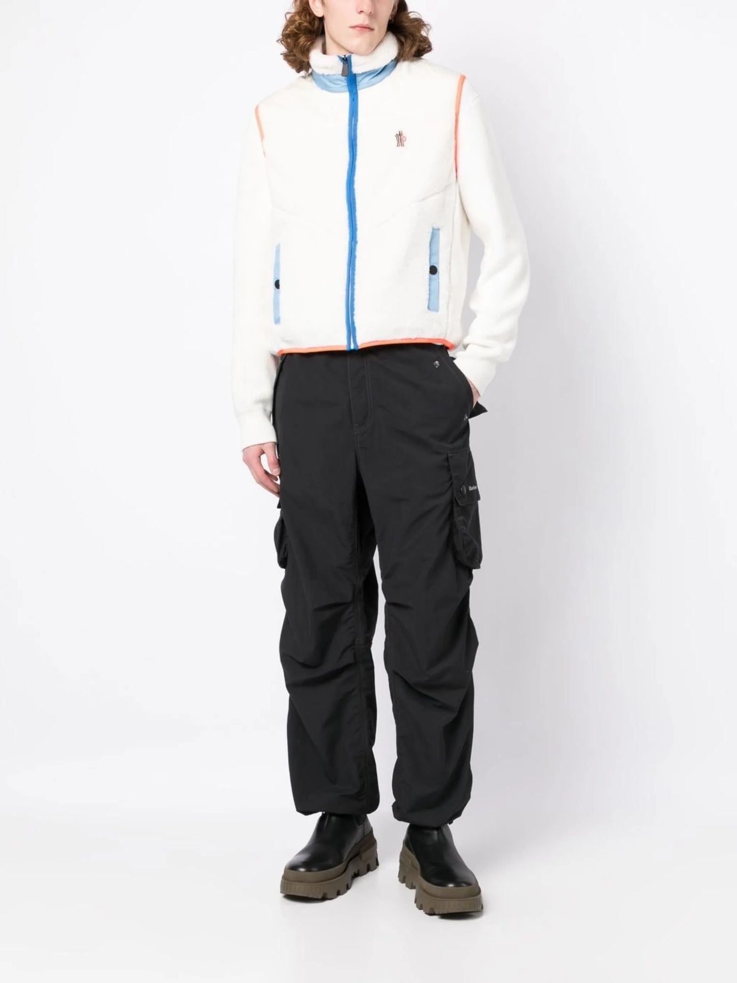 logo-patch fleece vest