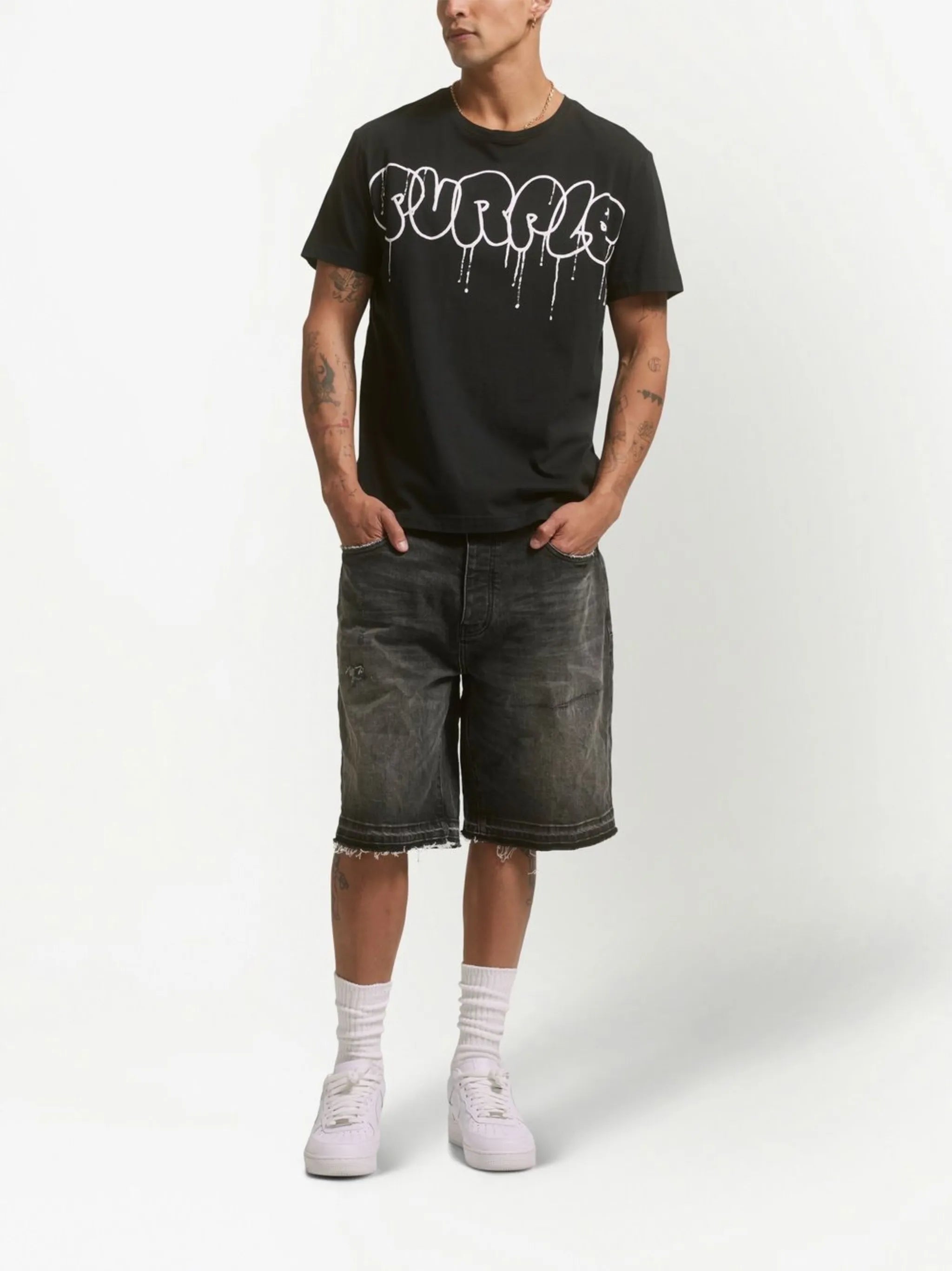 distressed denim shorts