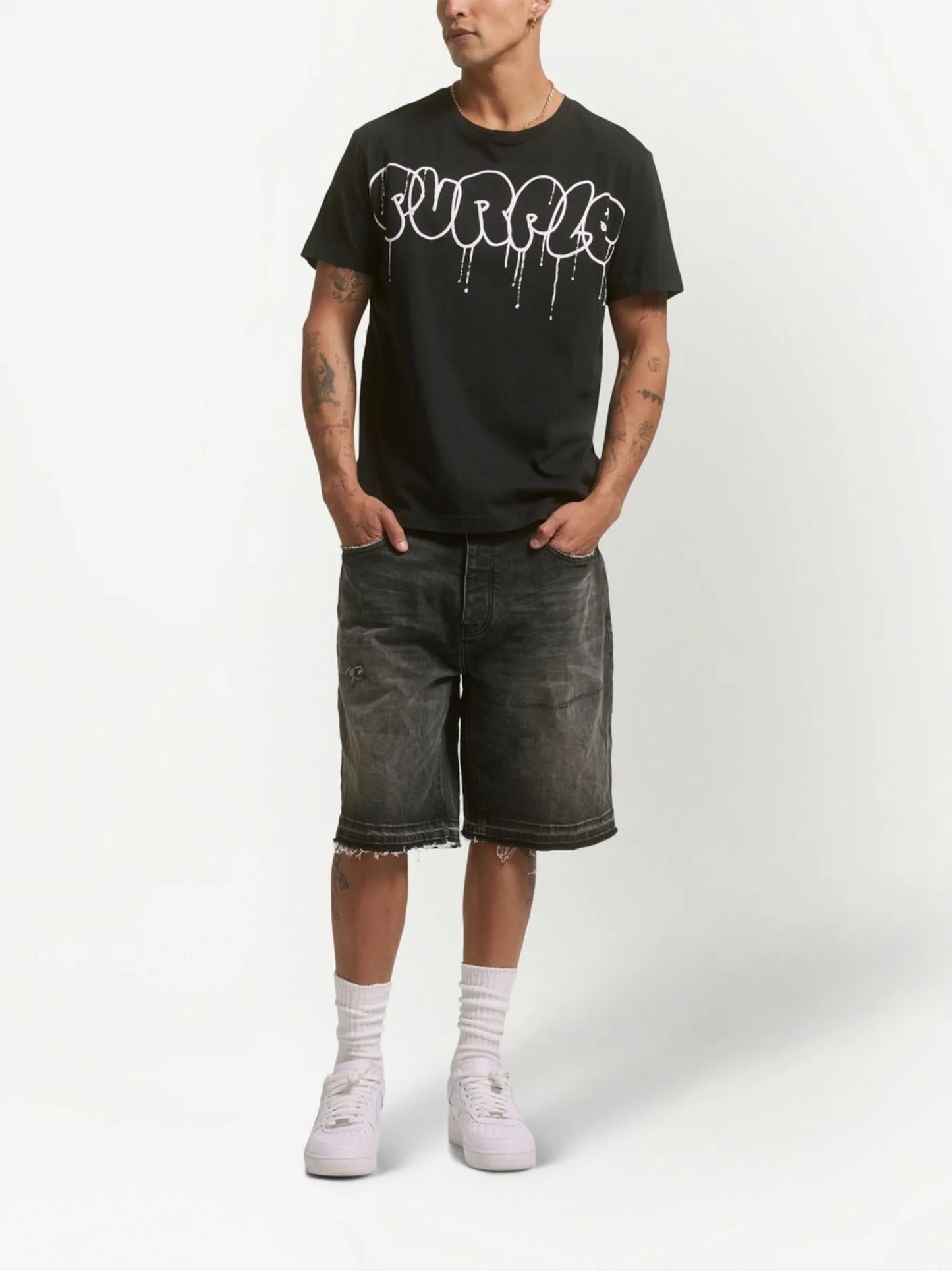 distressed denim shorts
