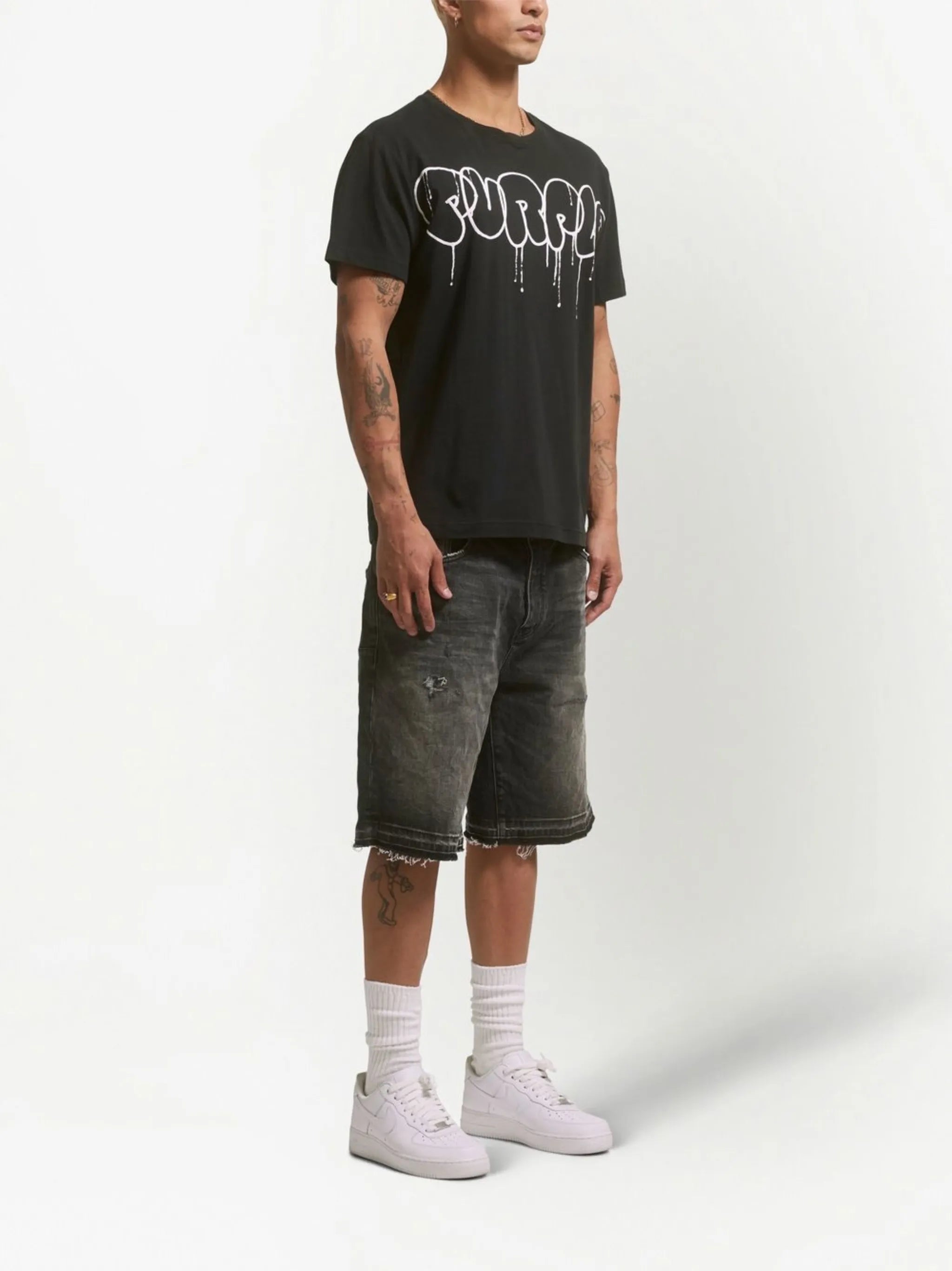distressed denim shorts