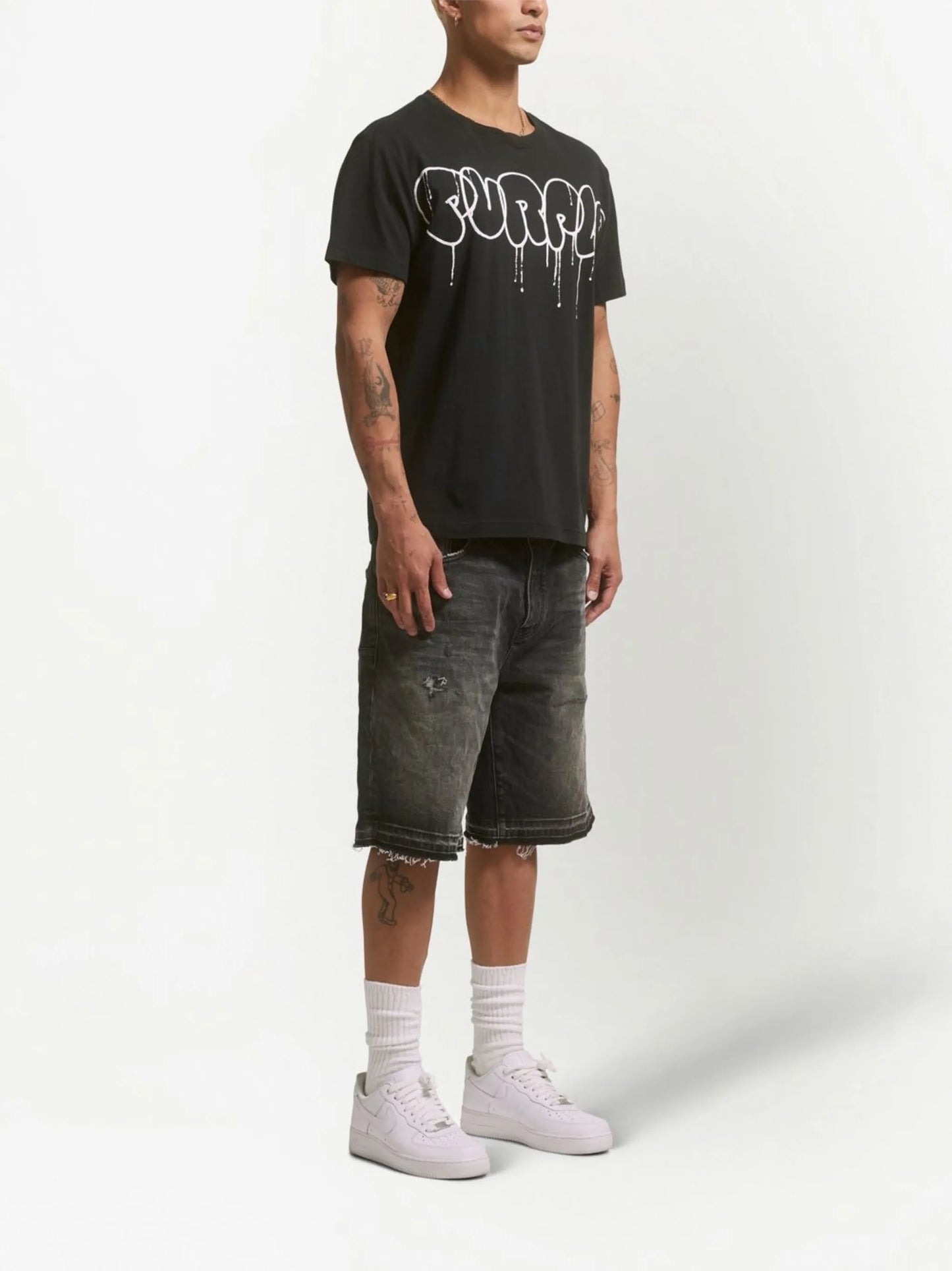 distressed denim shorts