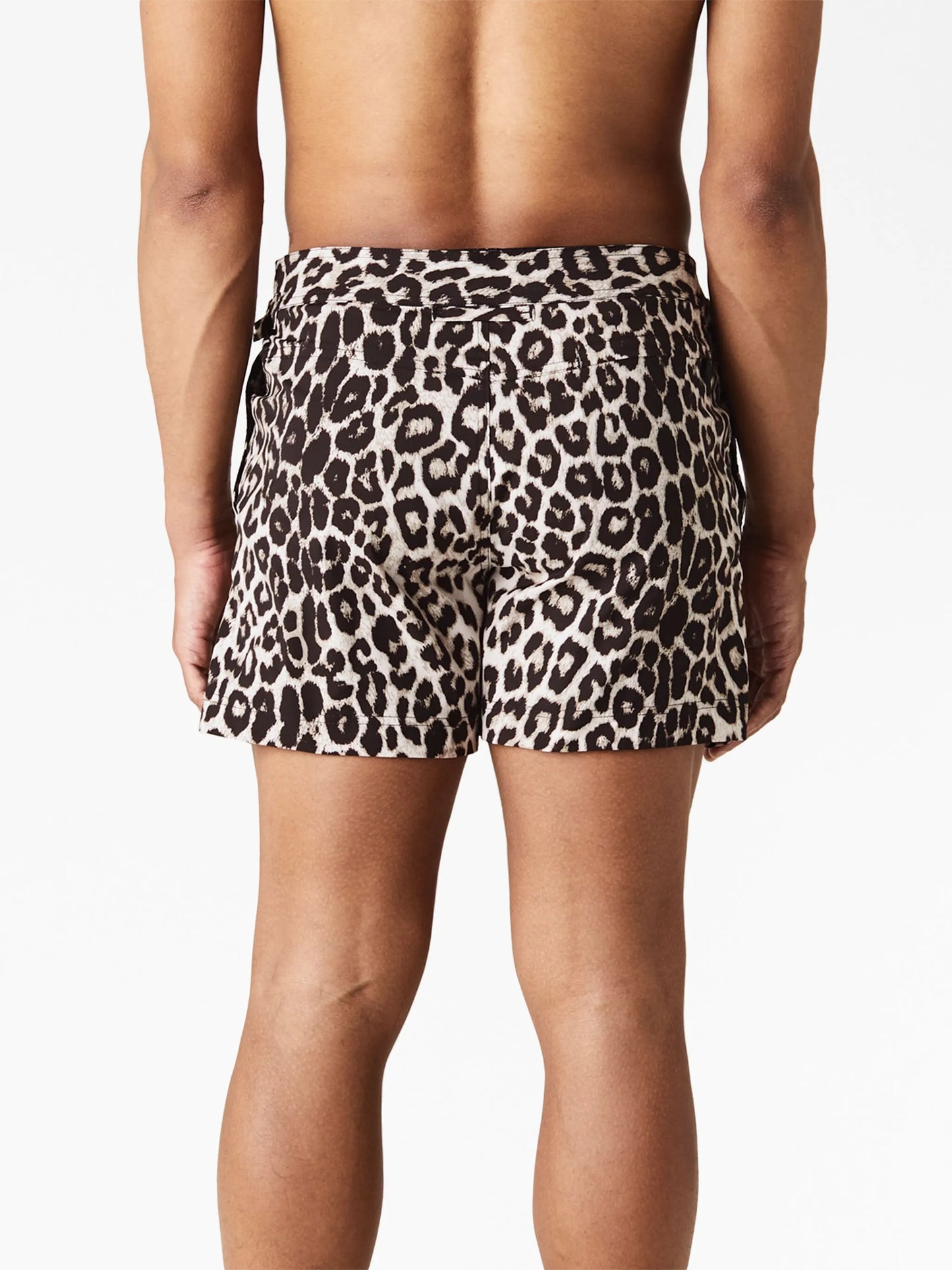 leopard-print swim shorts