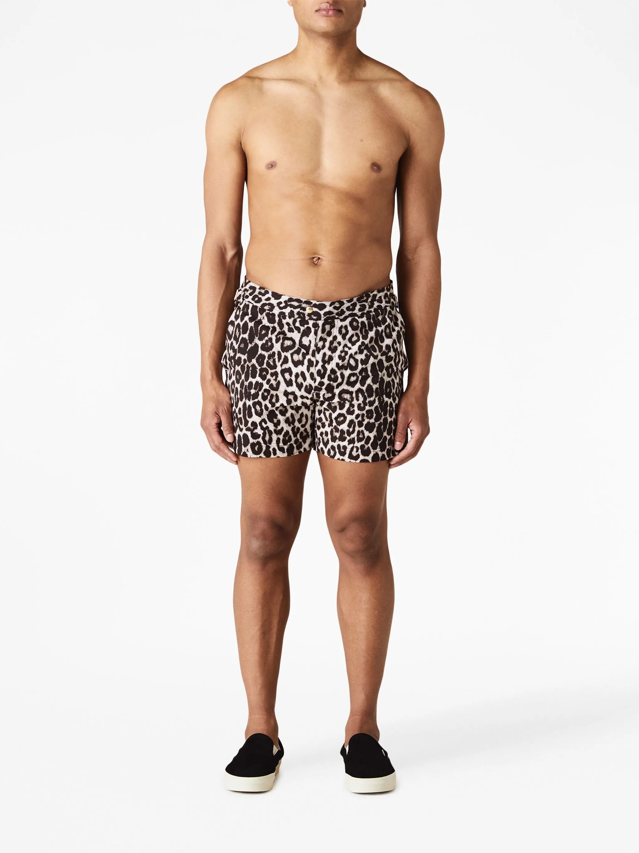 leopard-print swim shorts