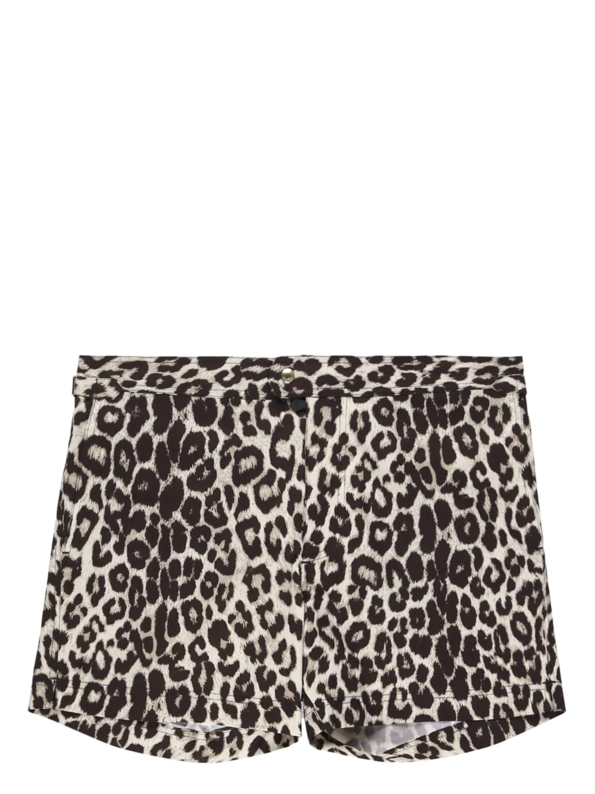 leopard-print swim shorts