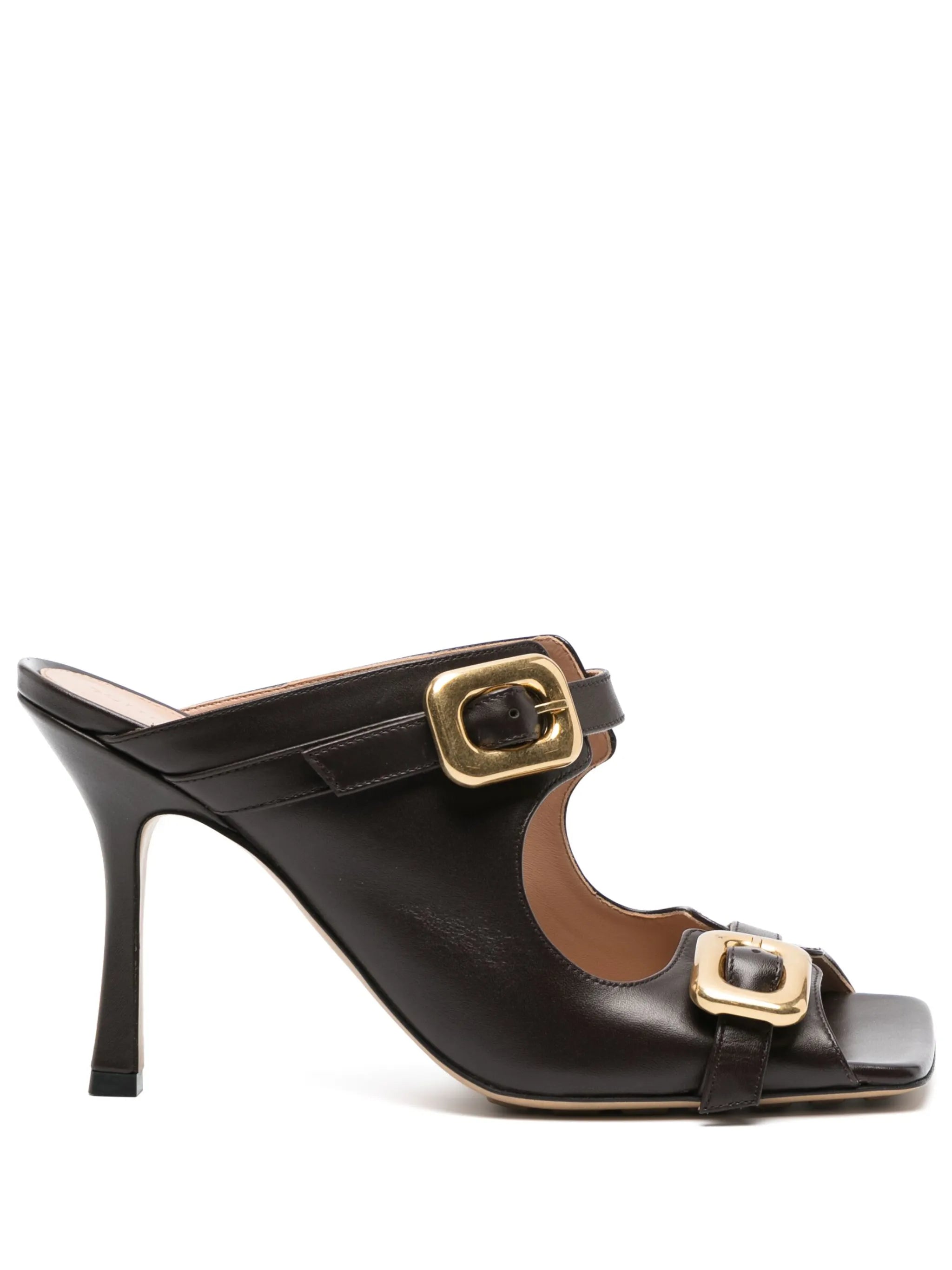 buckled mule sandals