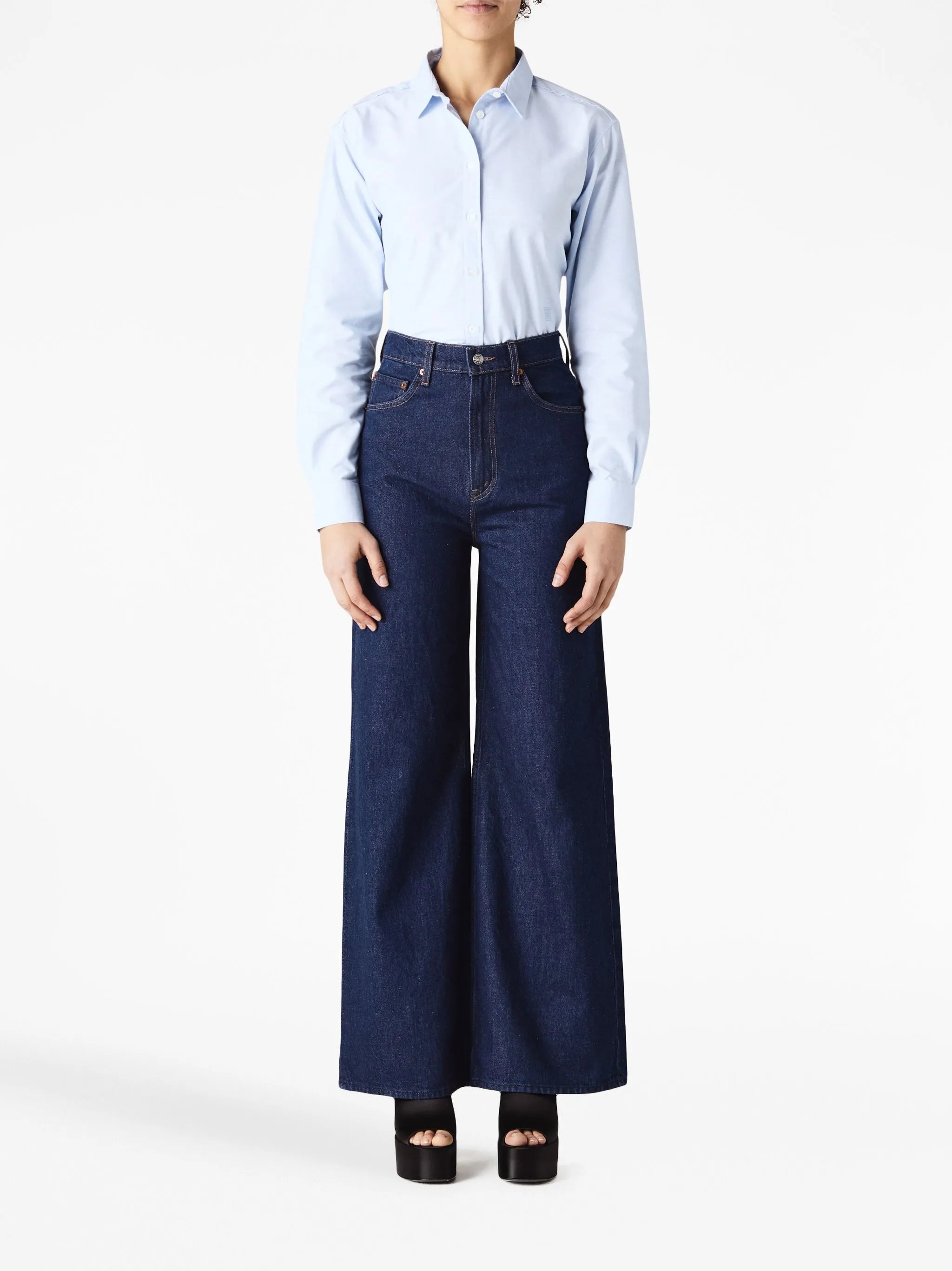 wide-leg denim jeans