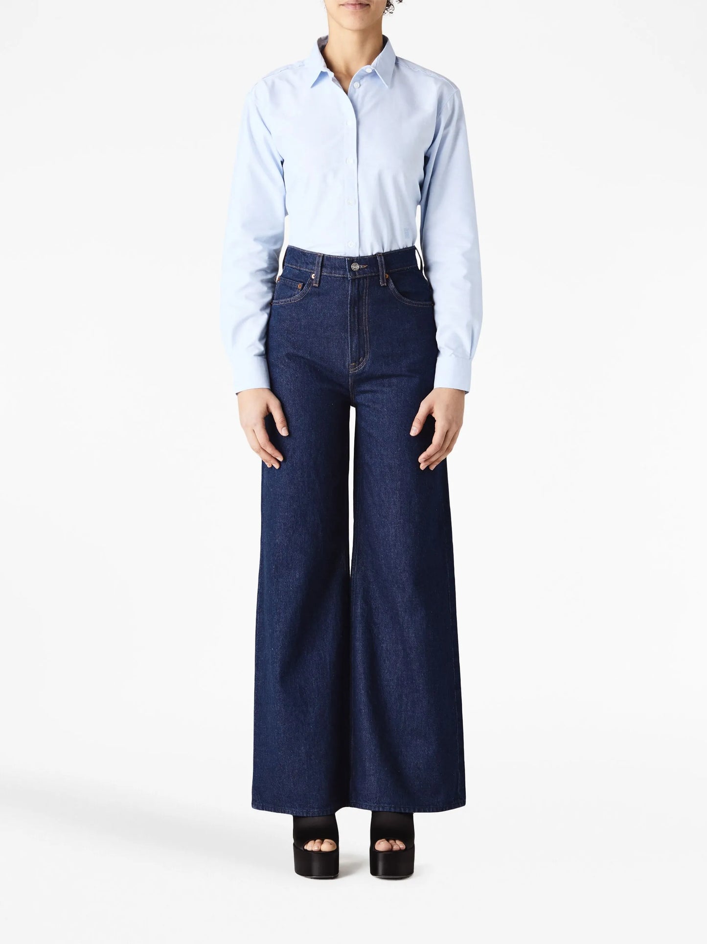 wide-leg denim jeans