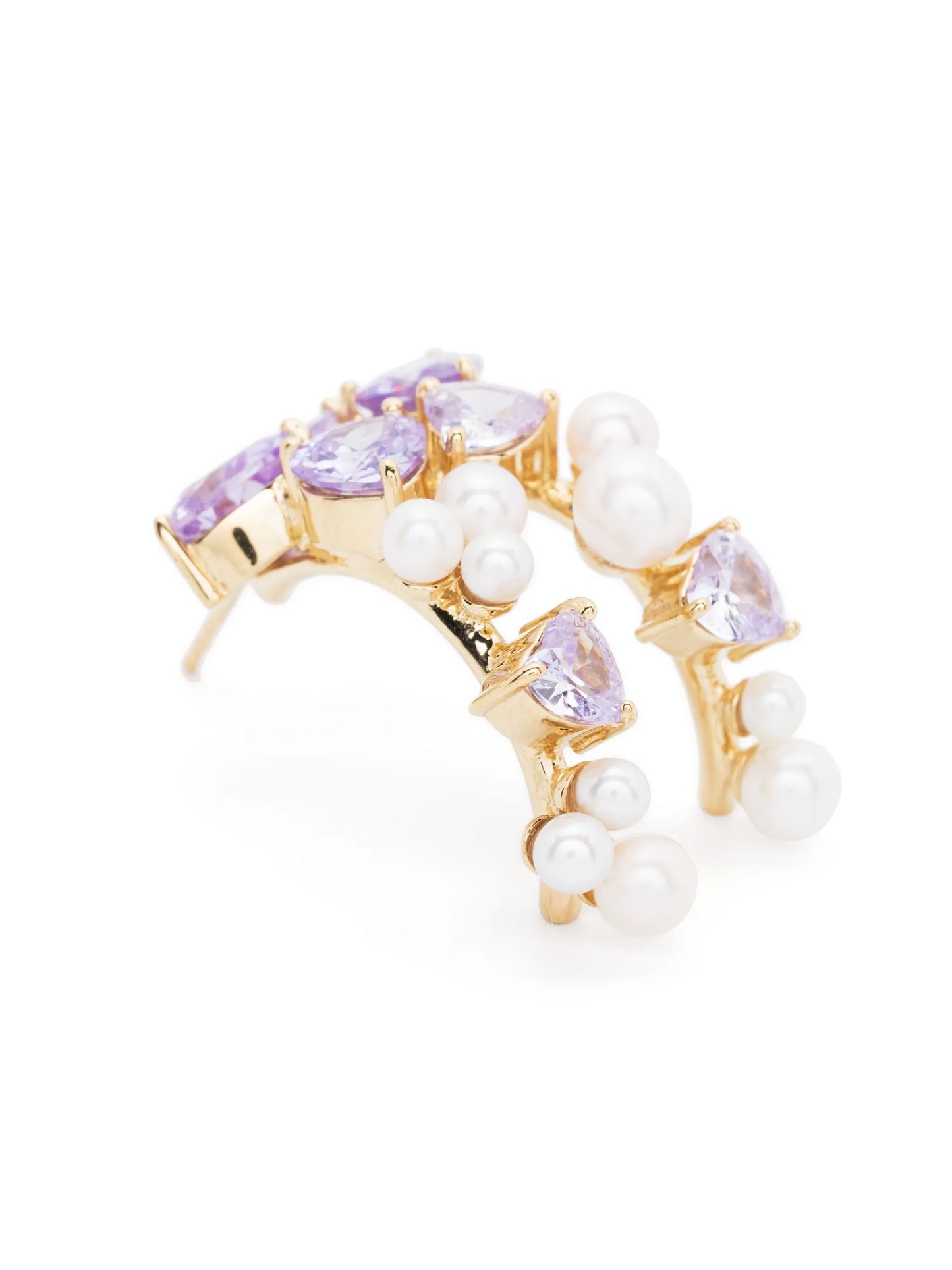 heart-cut crystals pearl earrings