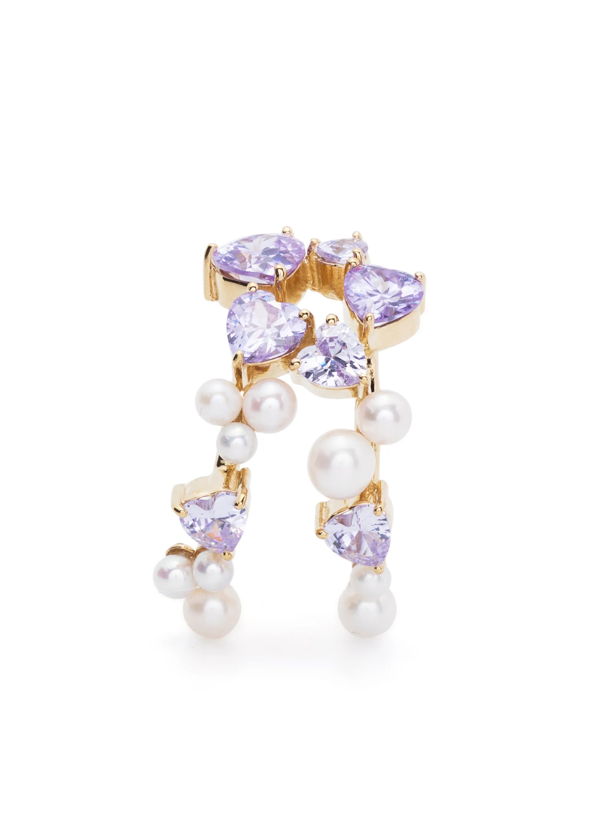 heart-cut crystals pearl earrings