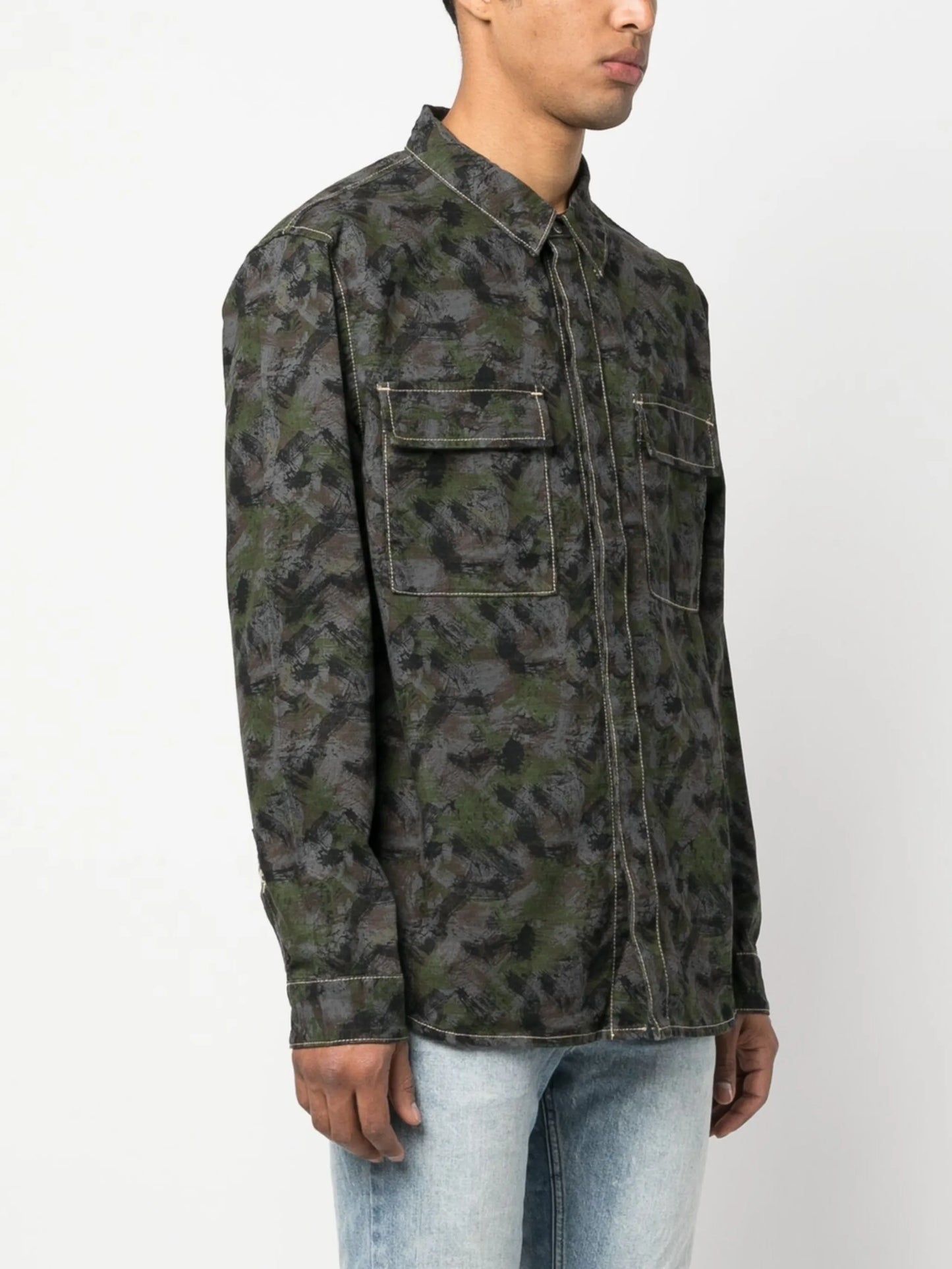 graphic-print cotton shirt