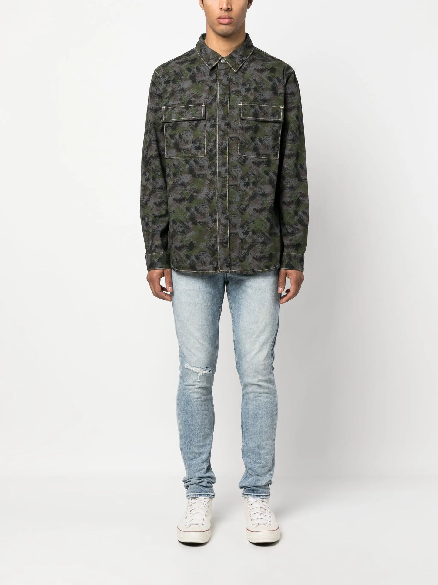 graphic-print cotton shirt