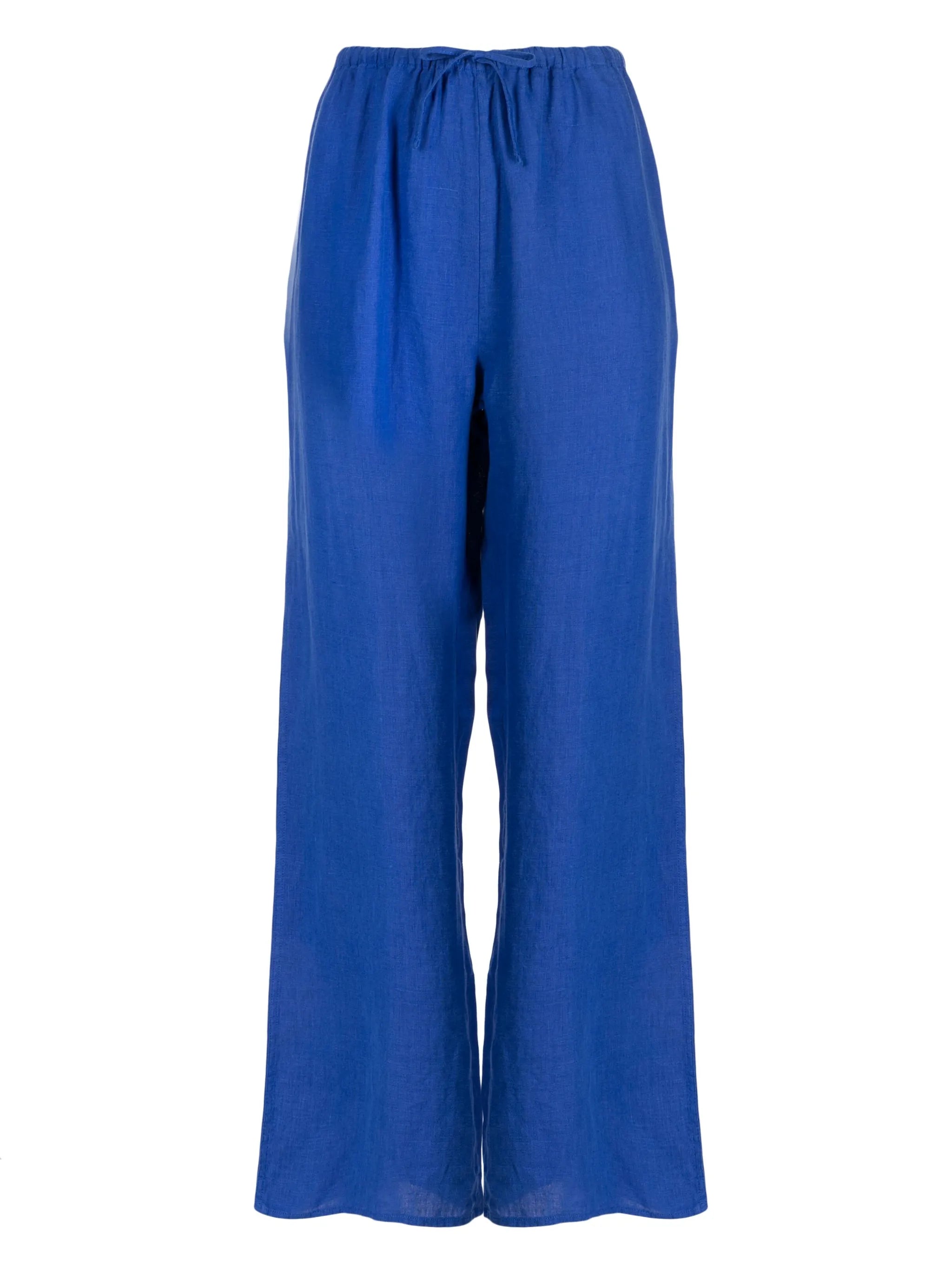 high-waisted linen trousers