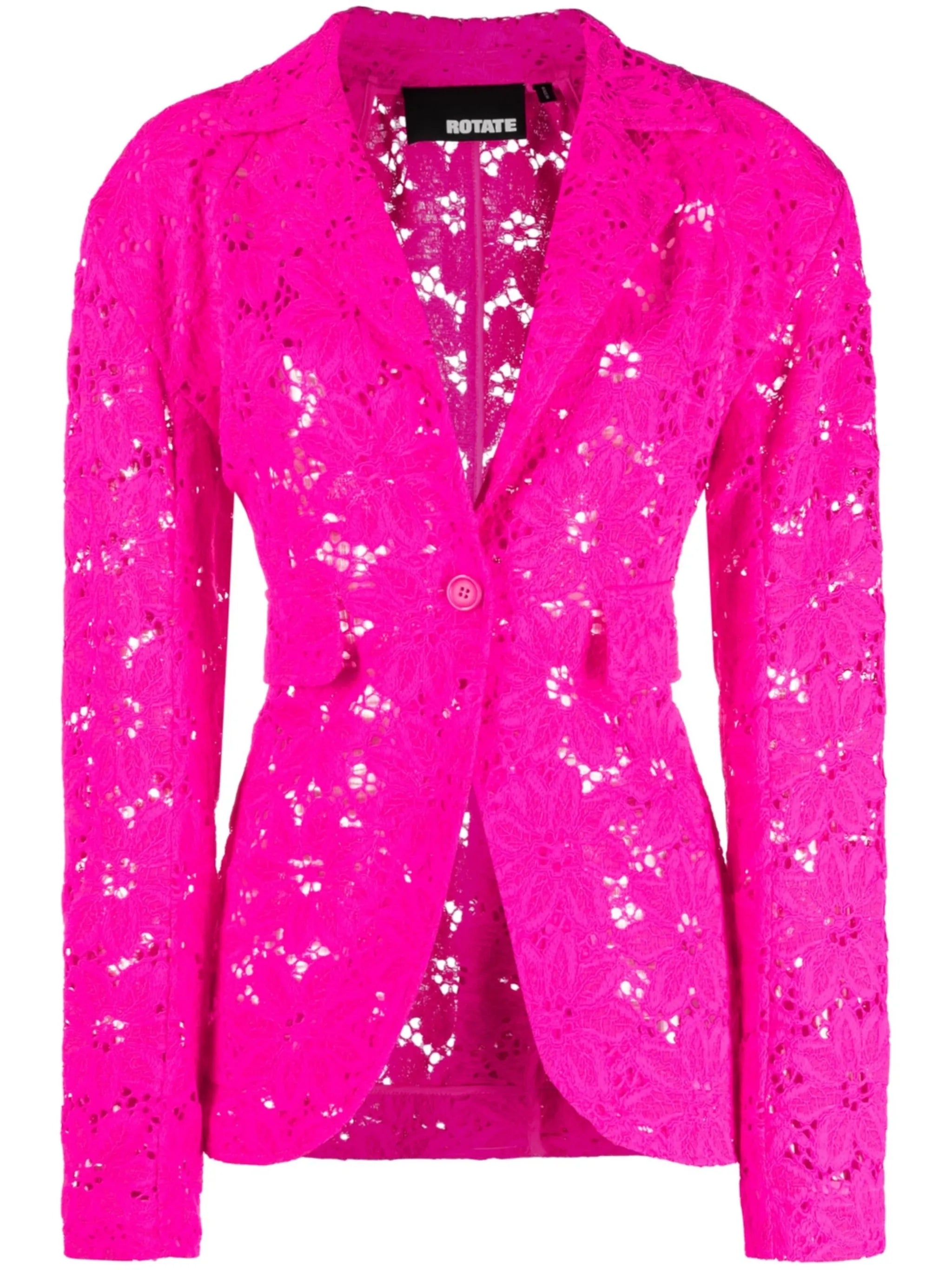 single-breasted crochet blazer