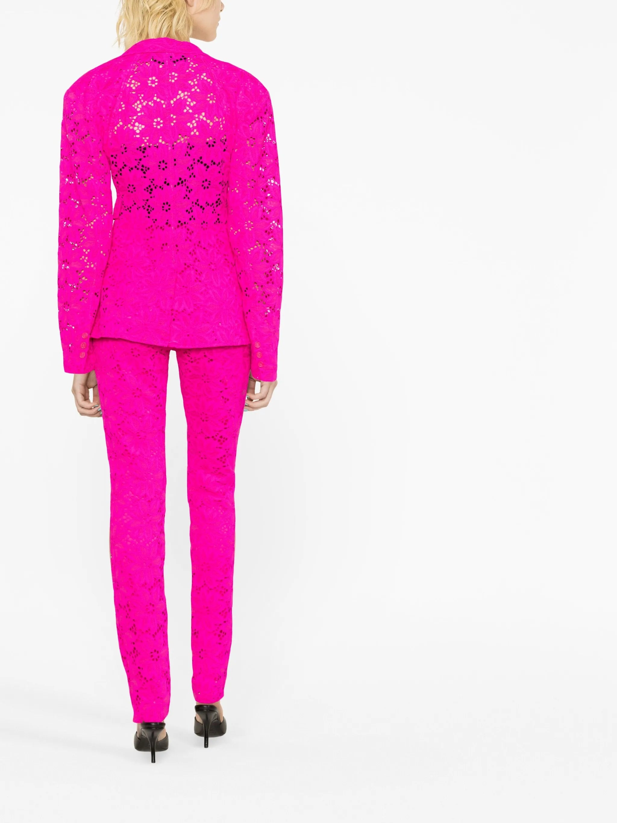 single-breasted crochet blazer