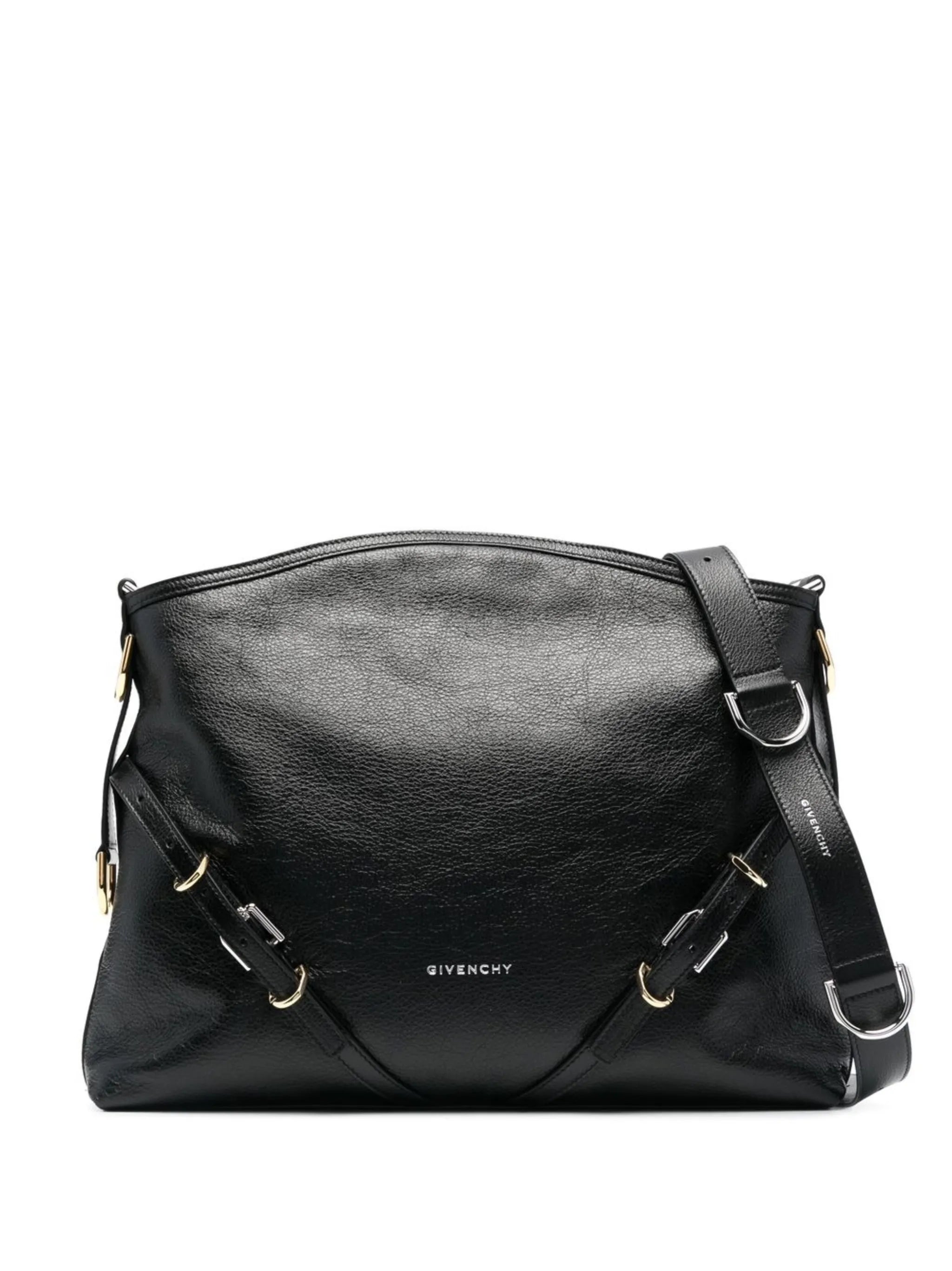grained-leather shoulder bag