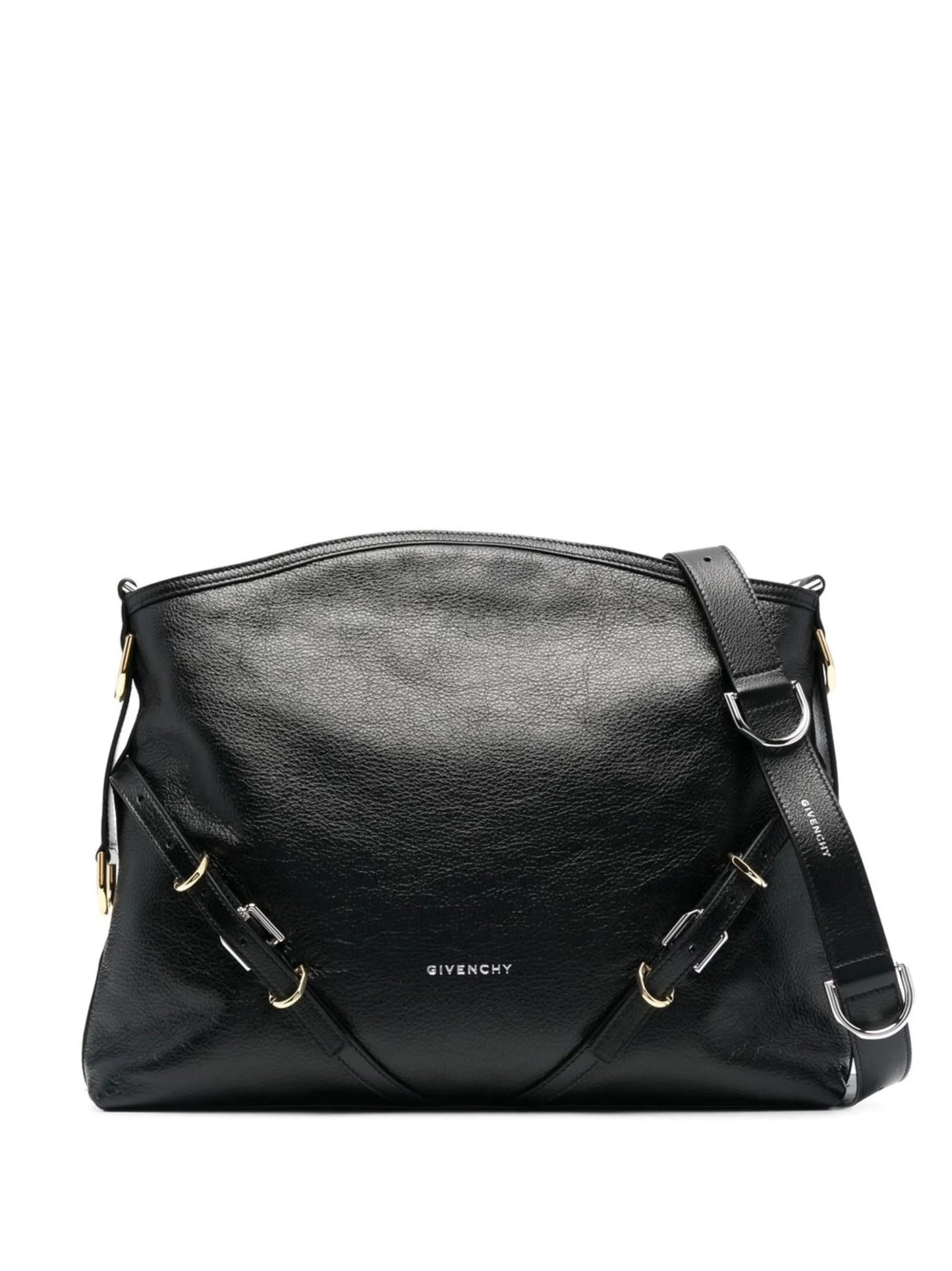 grained-leather shoulder bag