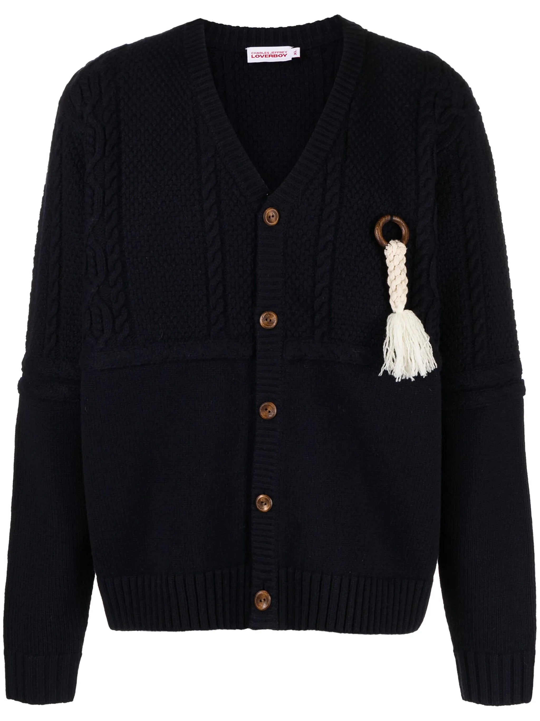 cable-knit panelled cardigan