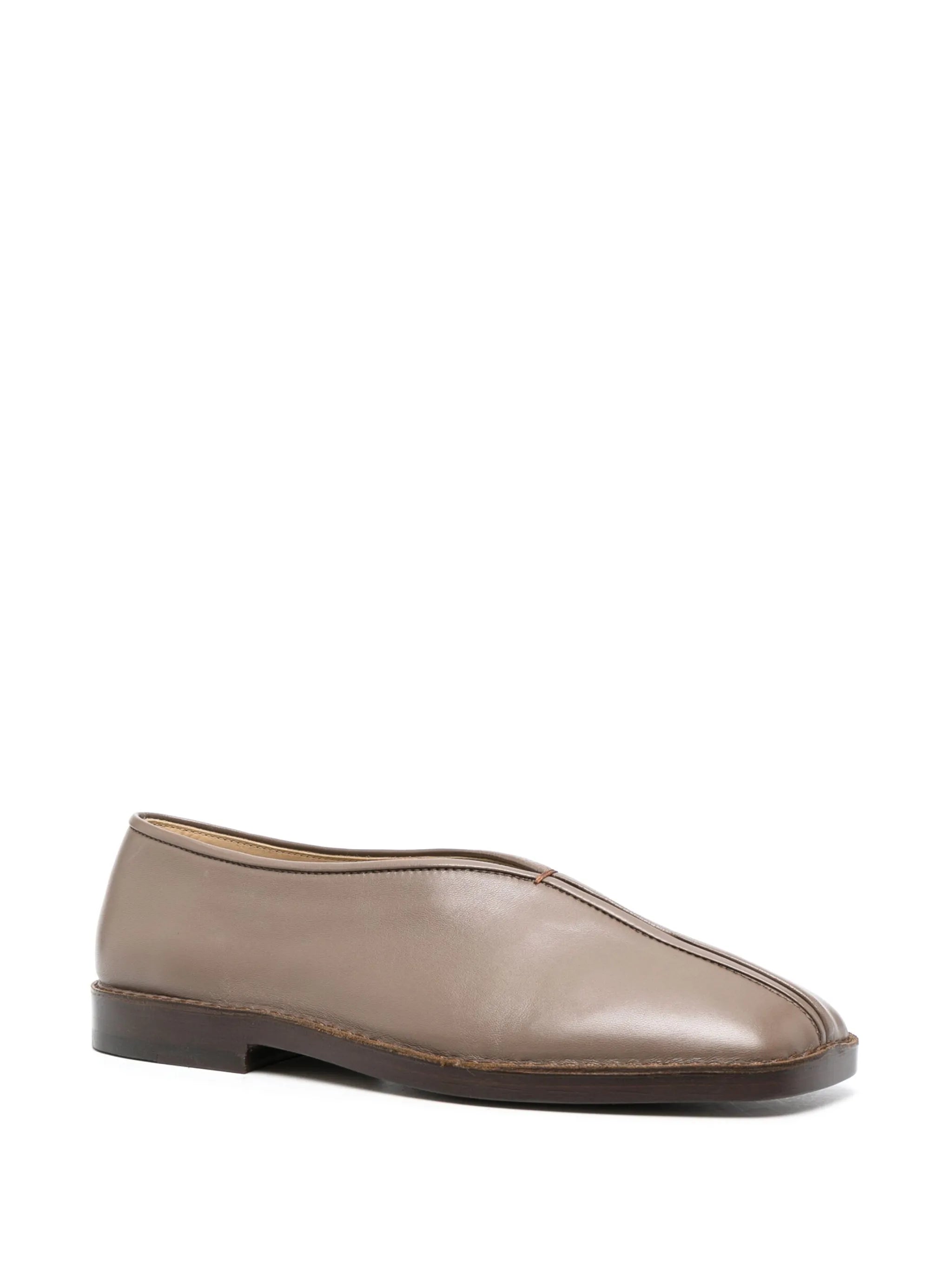 piped-detail square-toe loafers