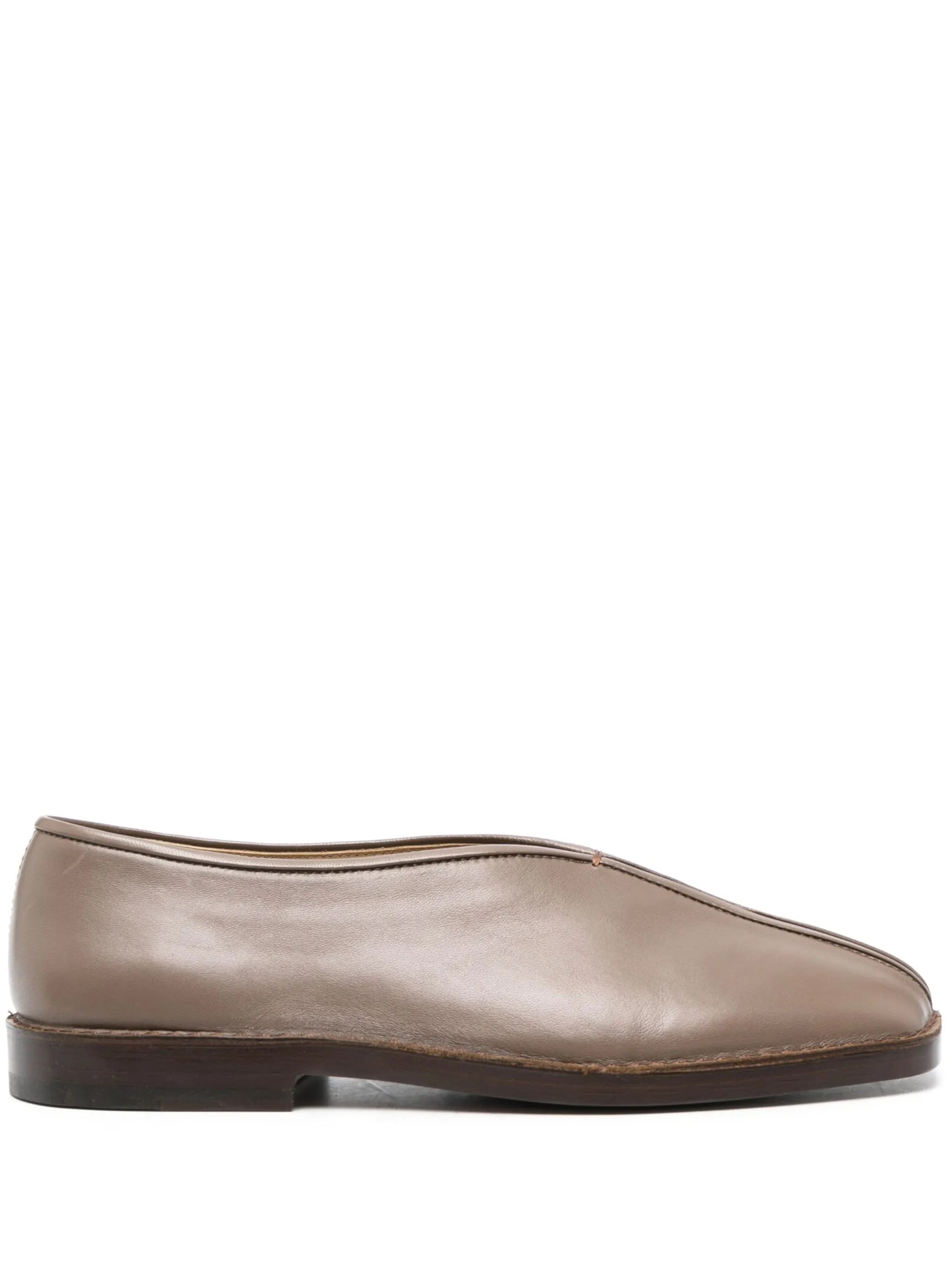 piped-detail square-toe loafers