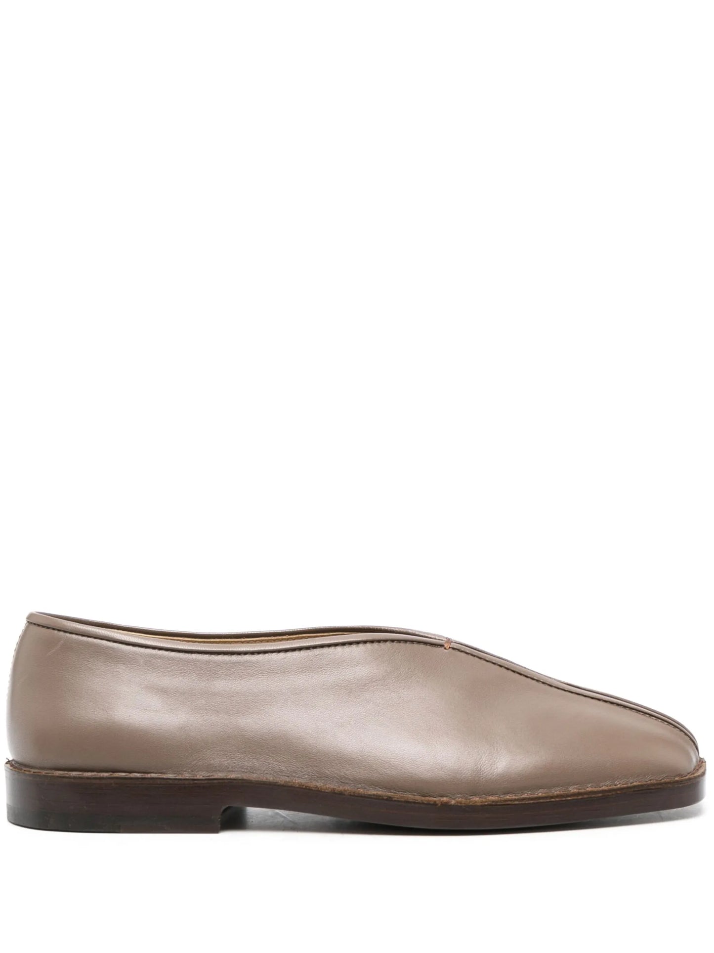piped-detail square-toe loafers