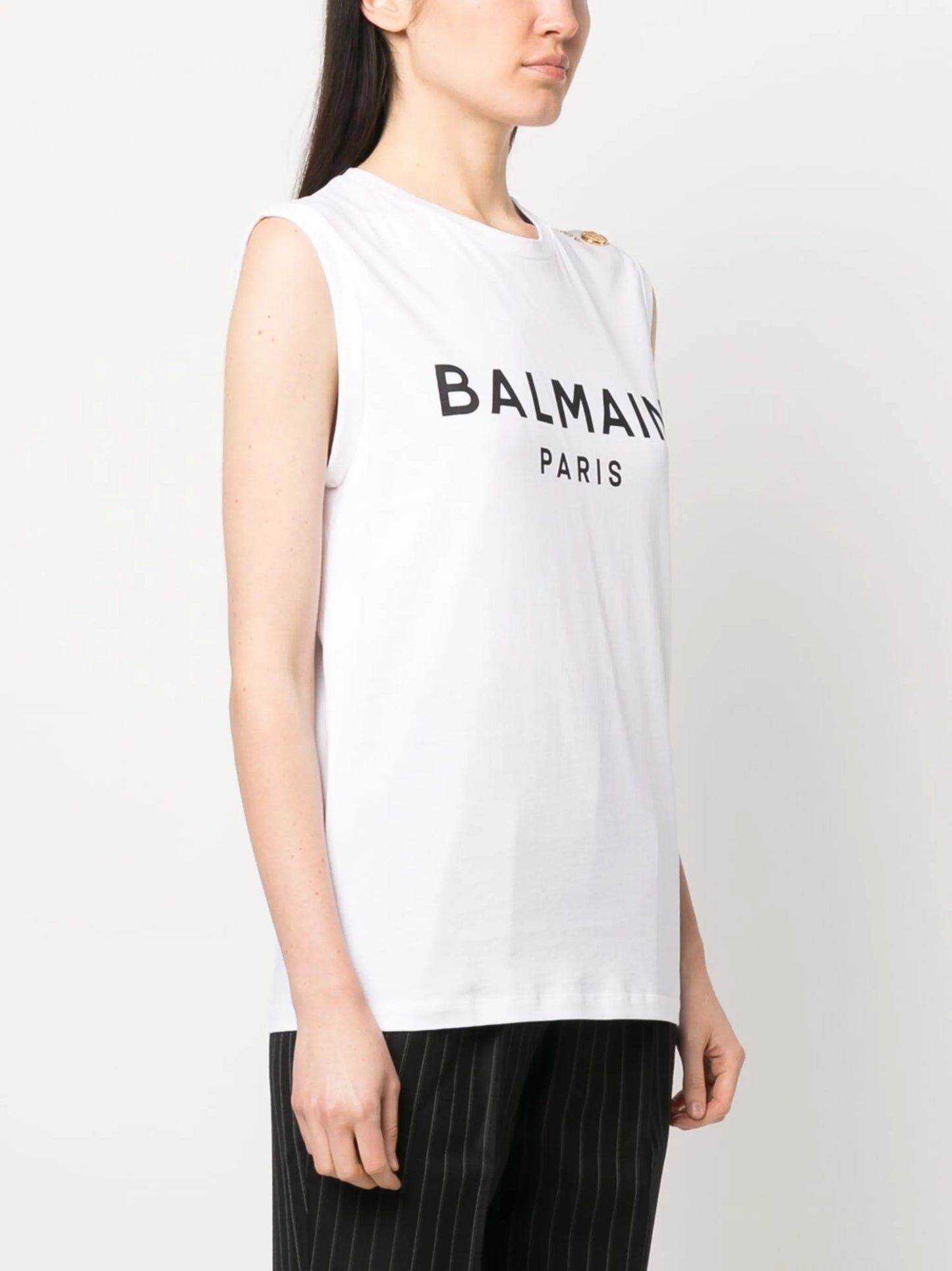 logo-print detail tank top