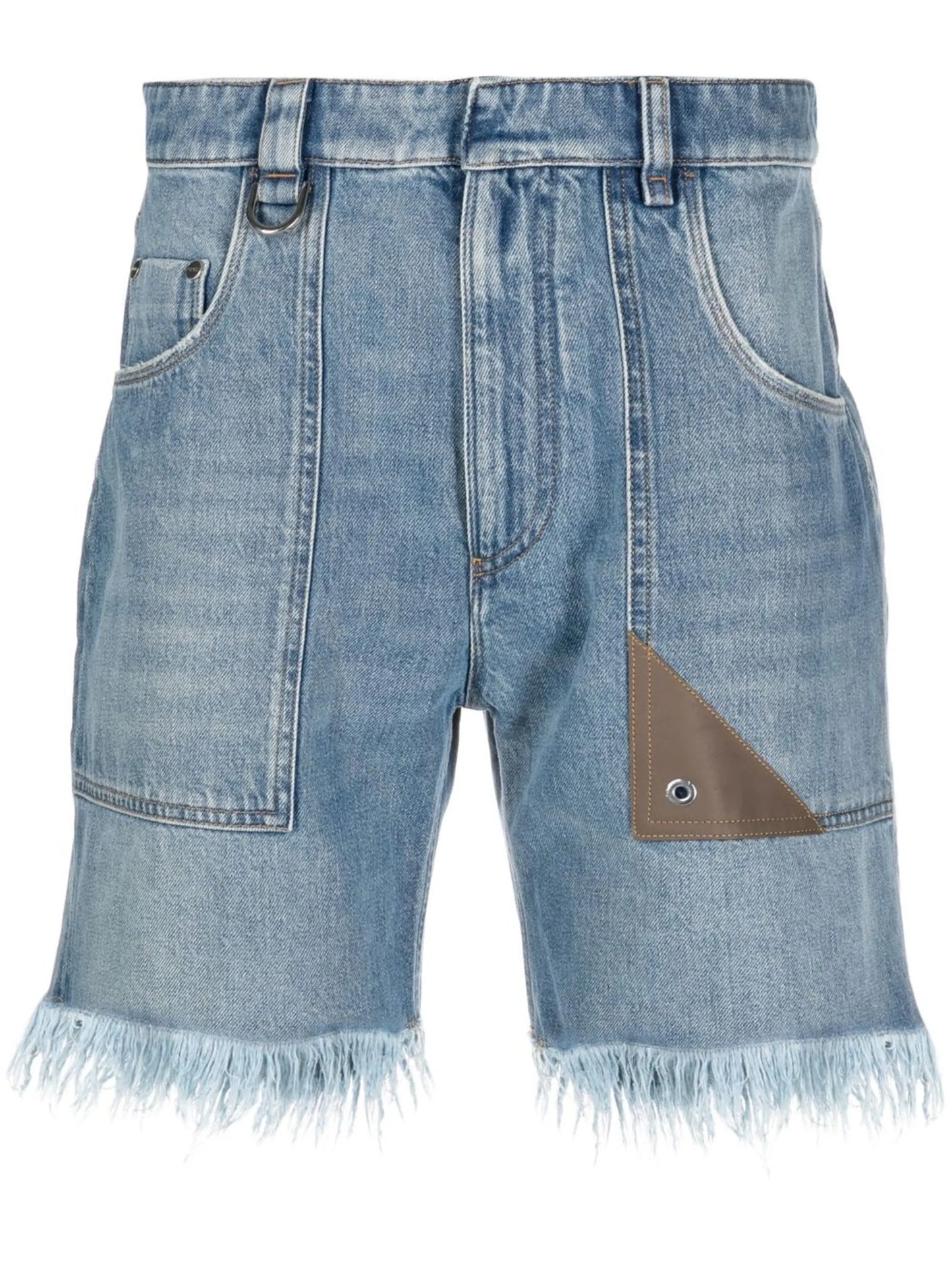 frayed-details denim shorts