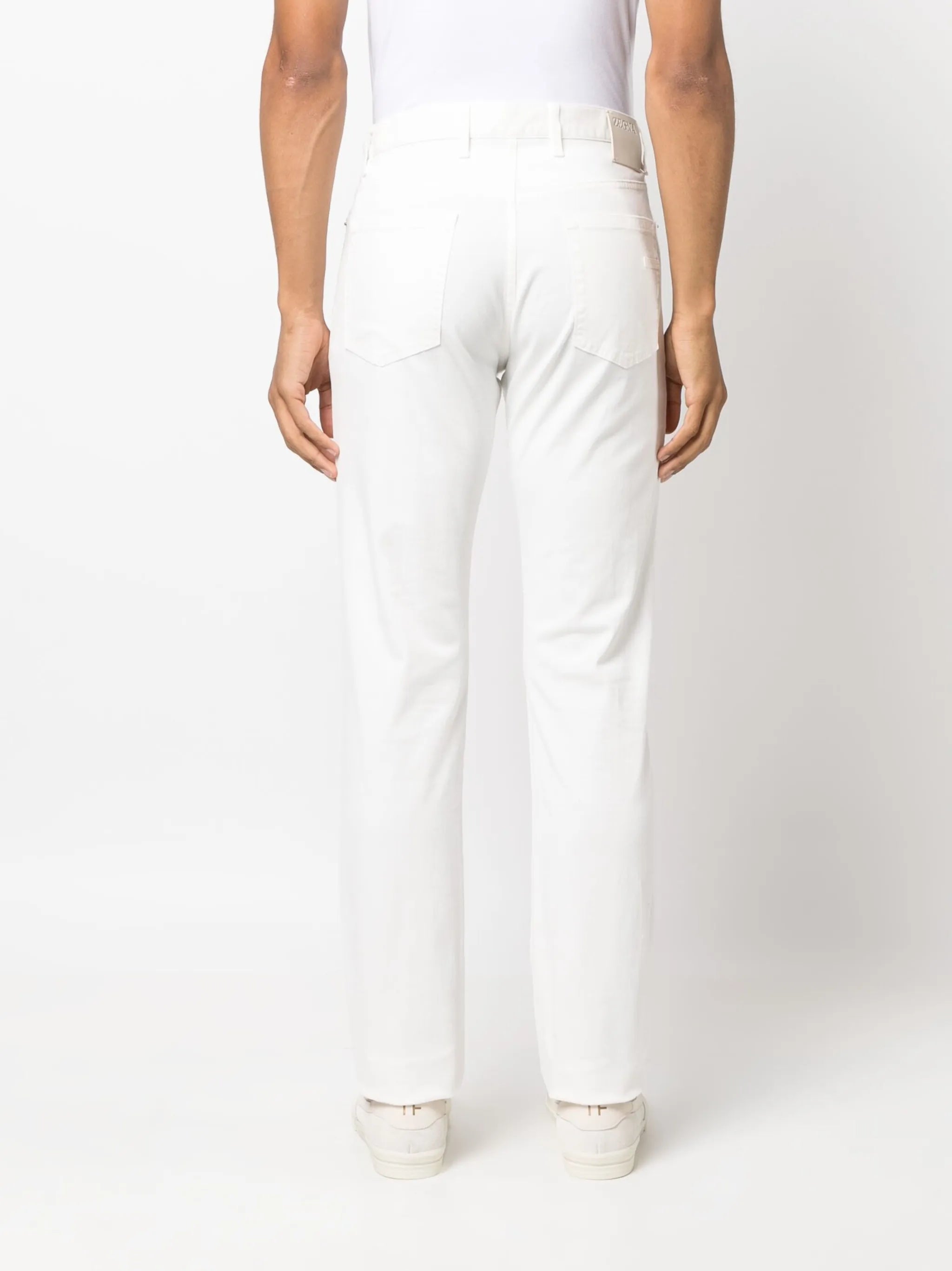slim-cut gabardine trousers