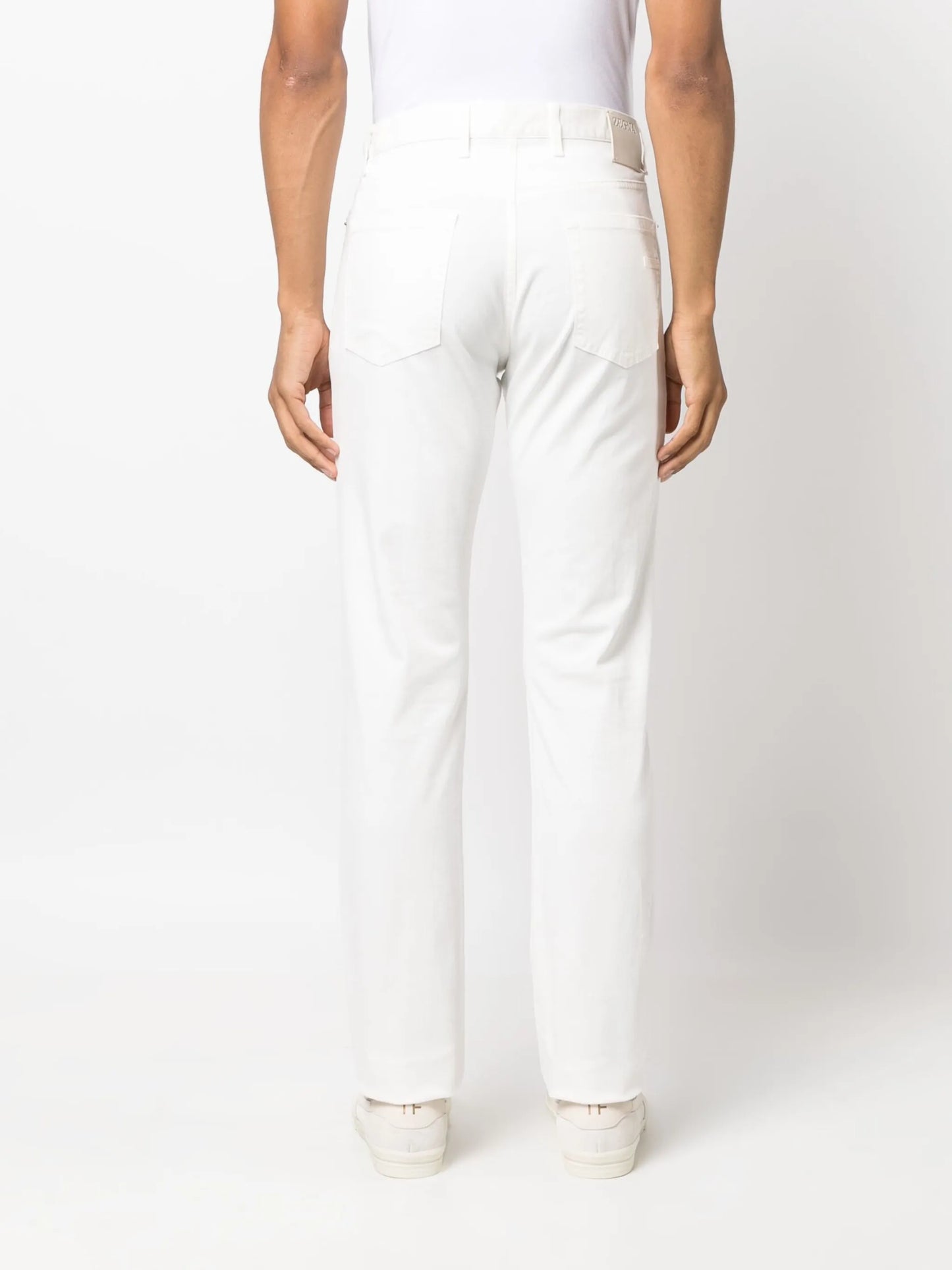 slim-cut gabardine trousers