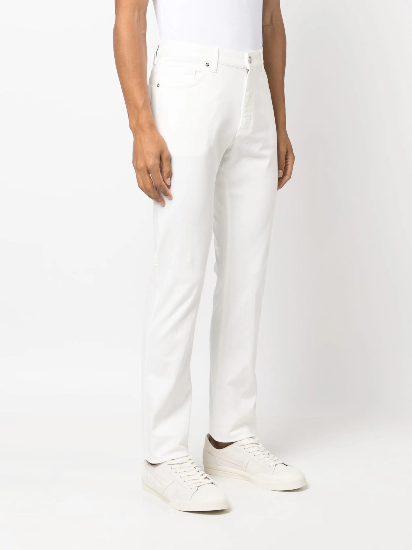 slim-cut gabardine trousers