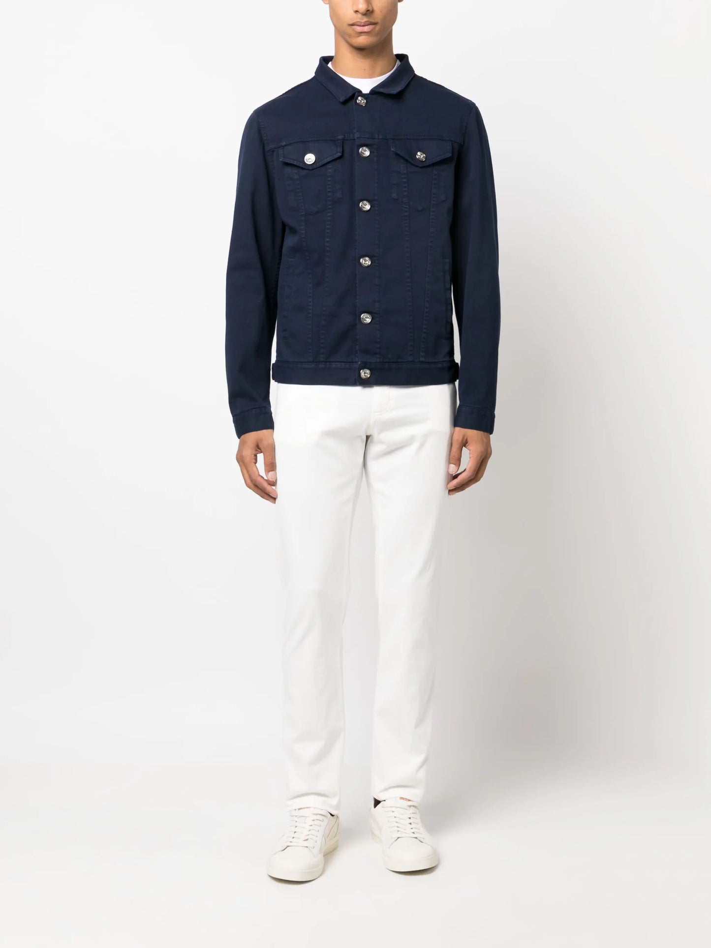 slim-cut gabardine trousers