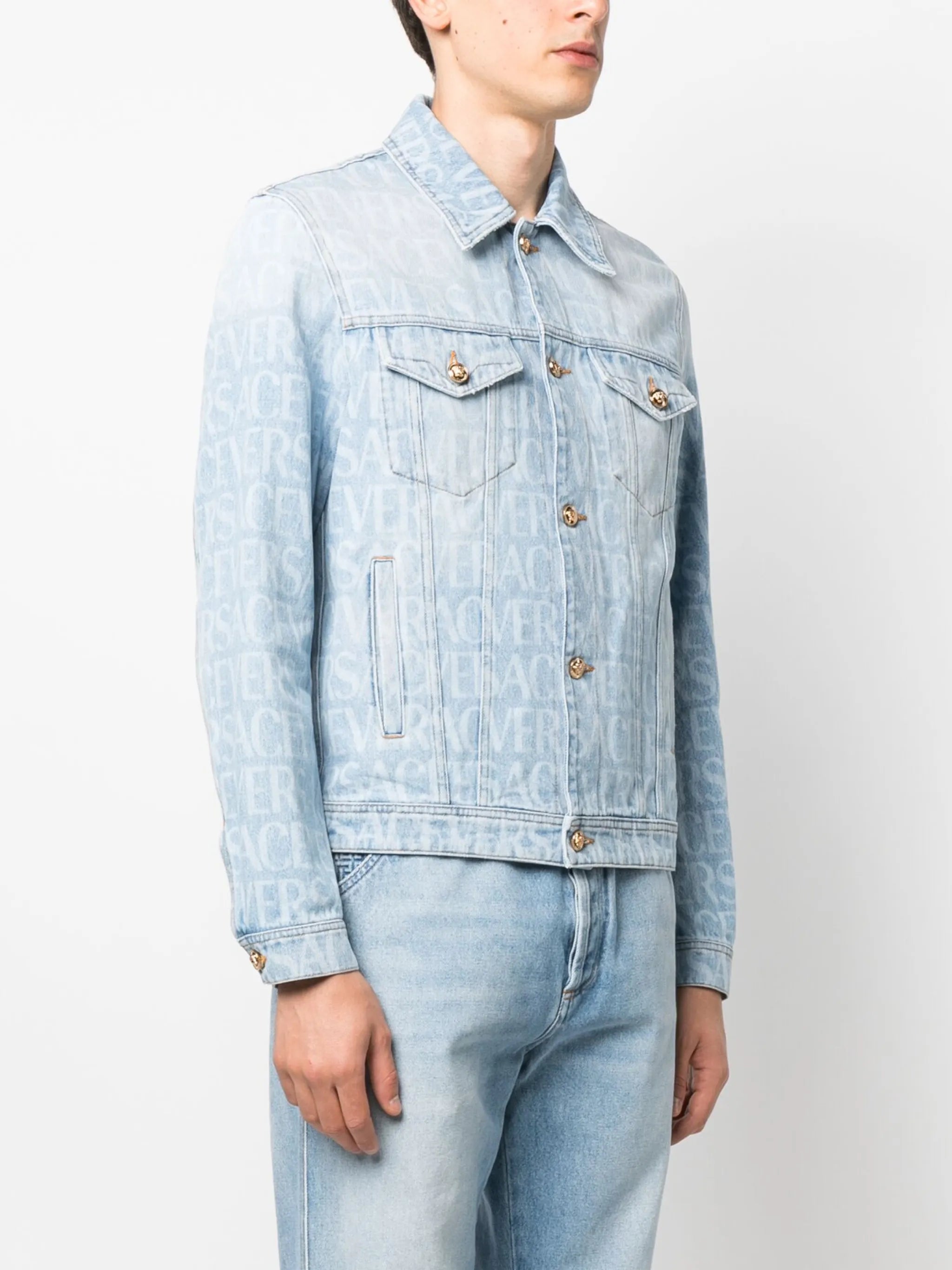Allover logo-print denim jacket