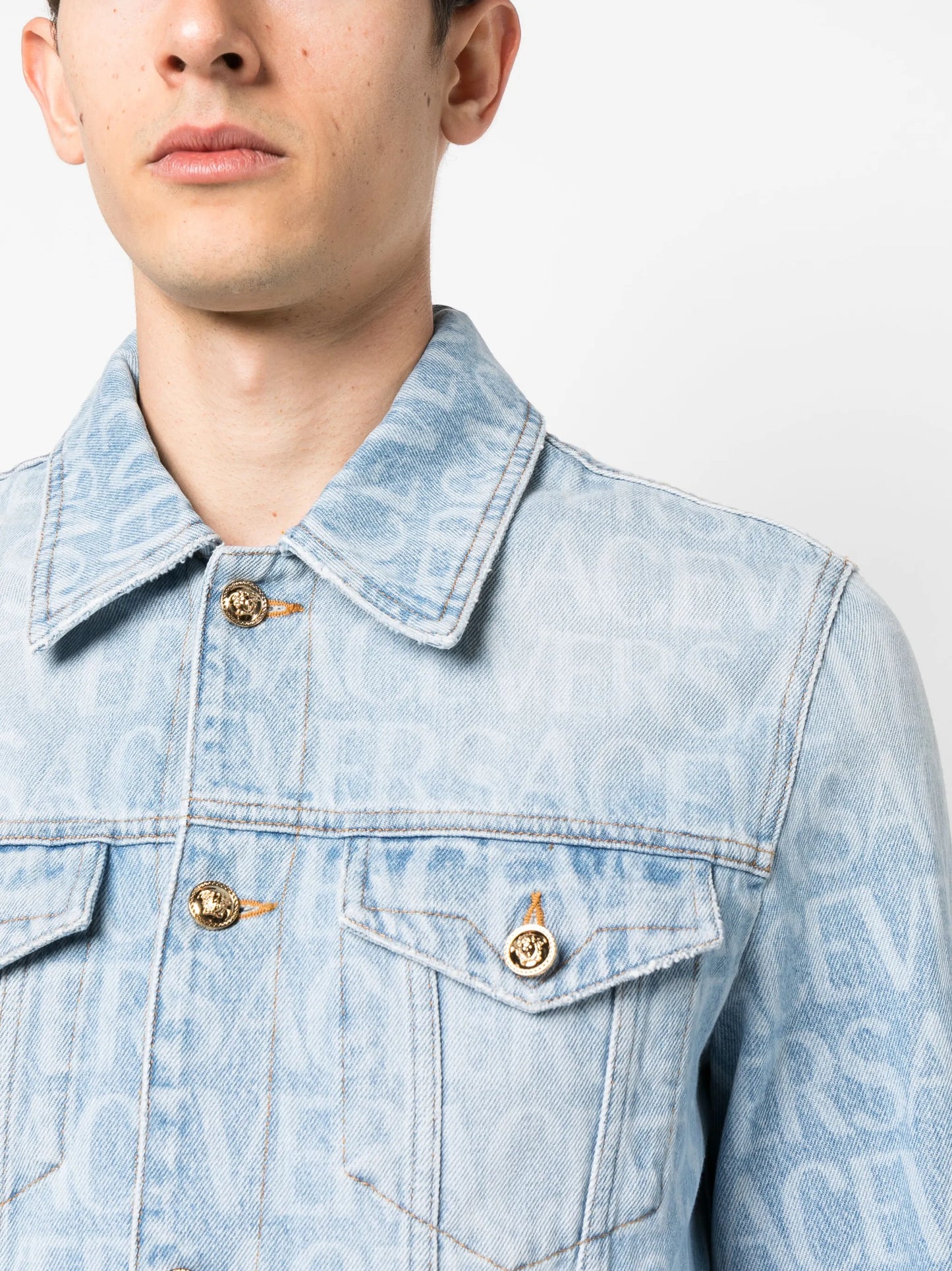 Allover logo-print denim jacket