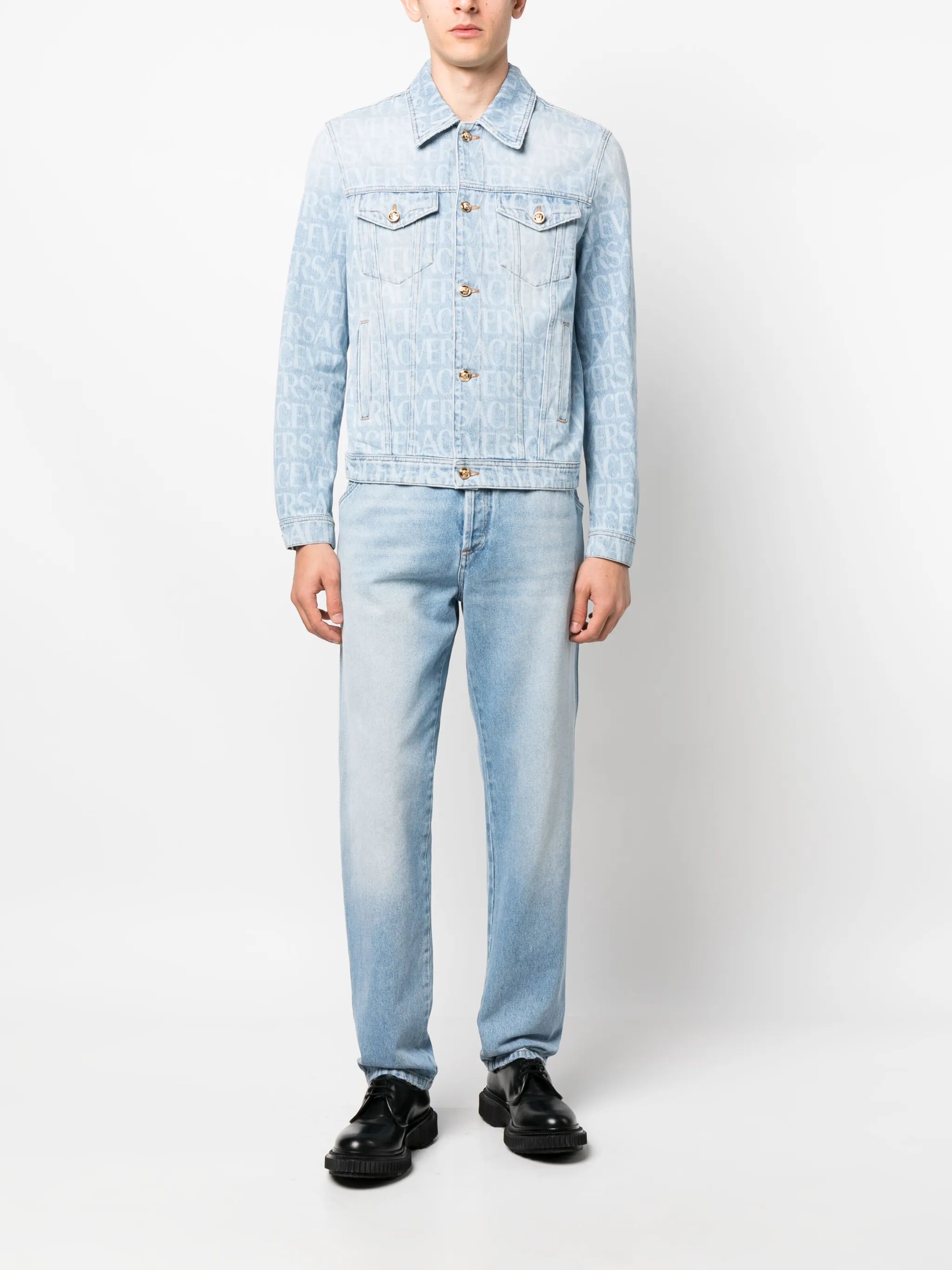 Allover logo-print denim jacket