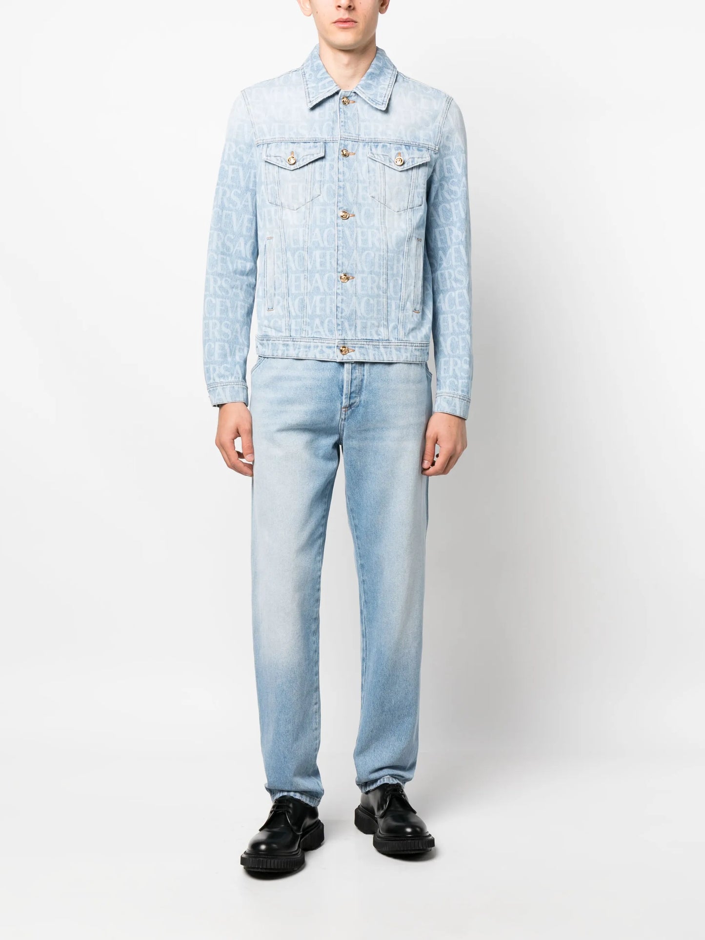 Allover logo-print denim jacket