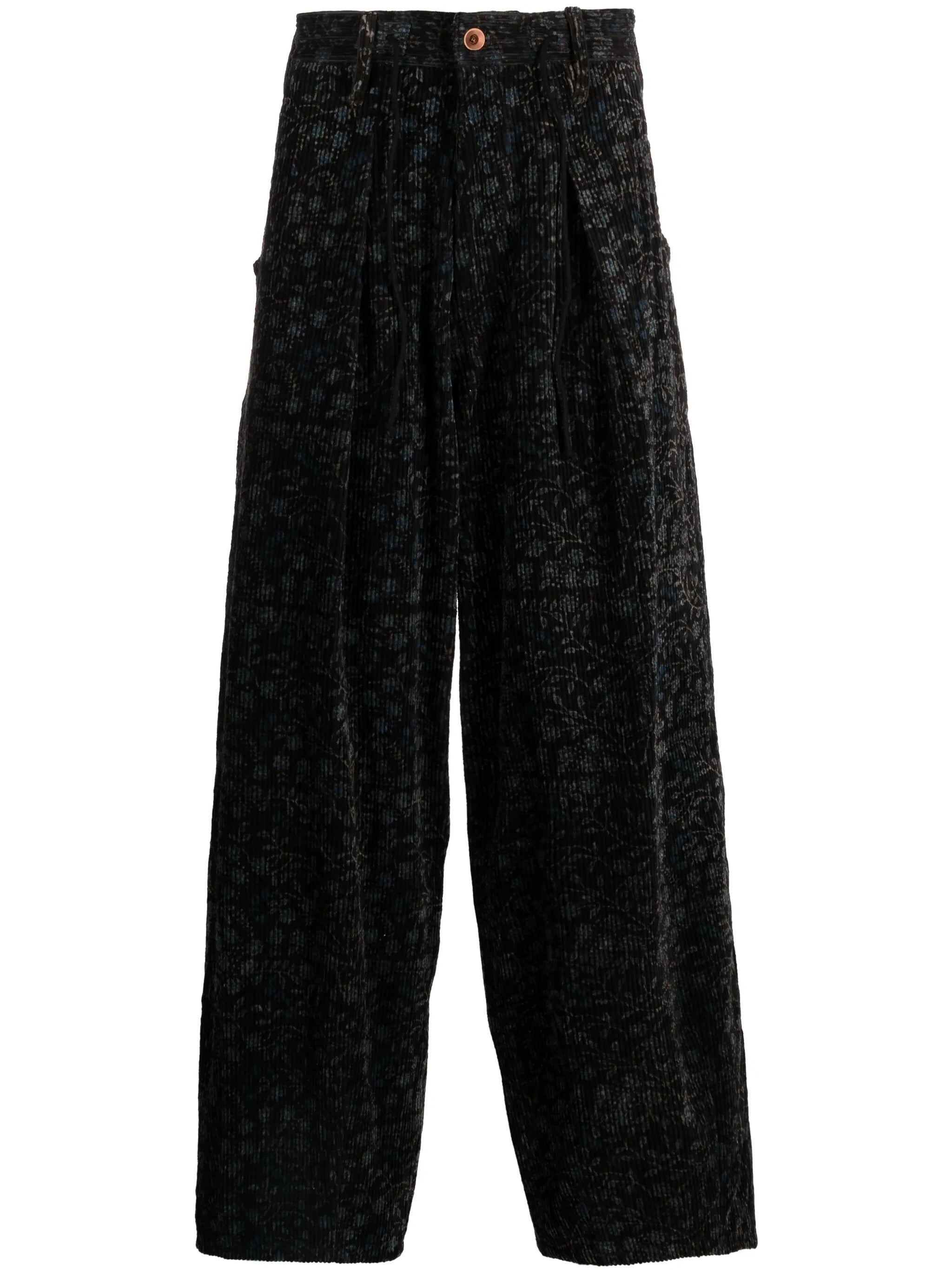 floral-print corduroy trousers