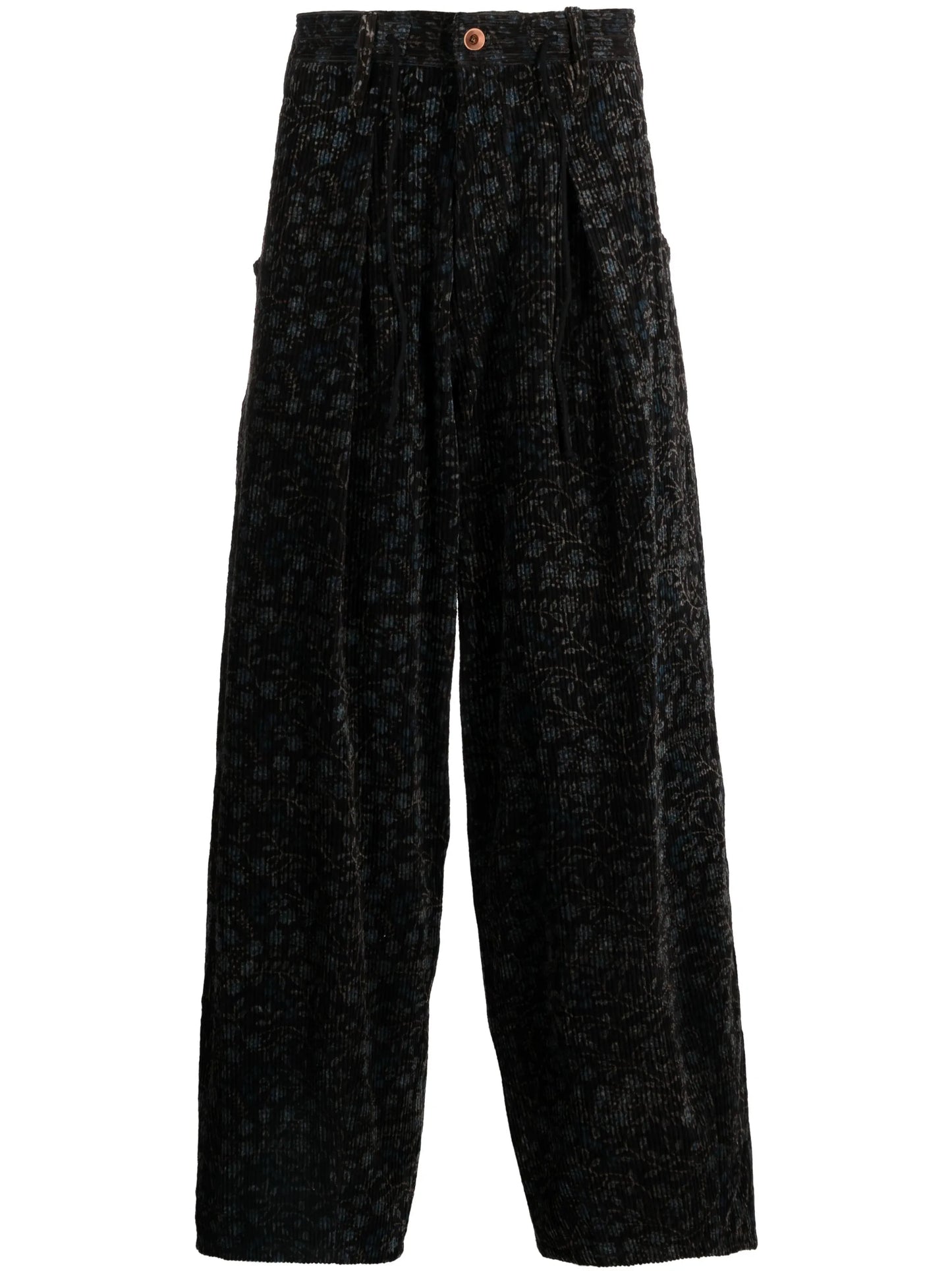floral-print corduroy trousers