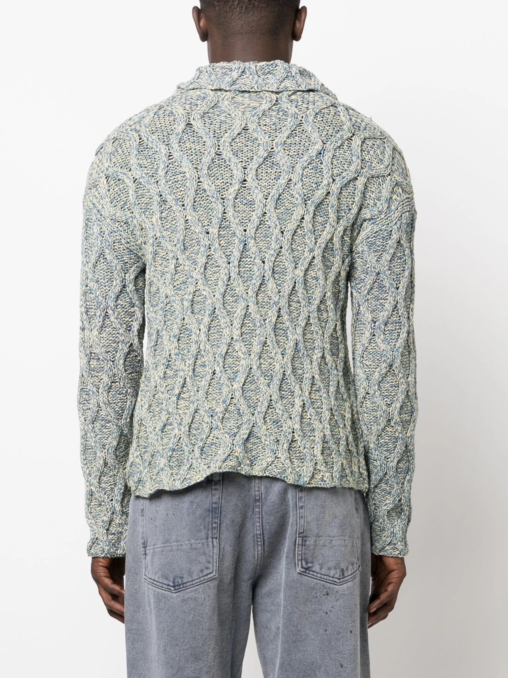 logo-embroidered organic cotton cardigan