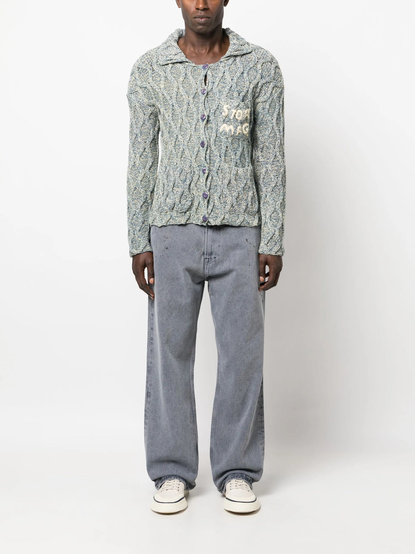 logo-embroidered organic cotton cardigan