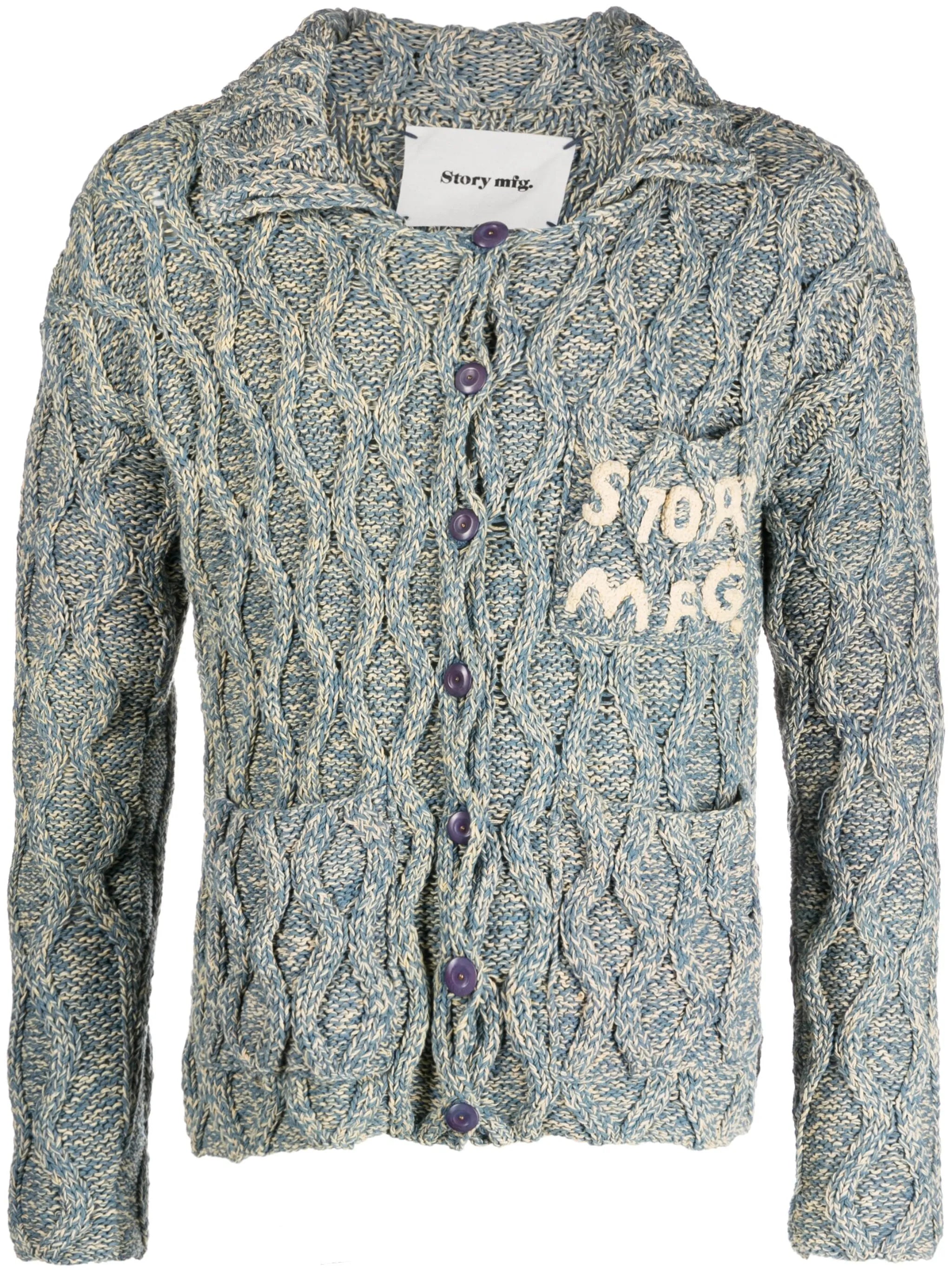 logo-embroidered organic cotton cardigan
