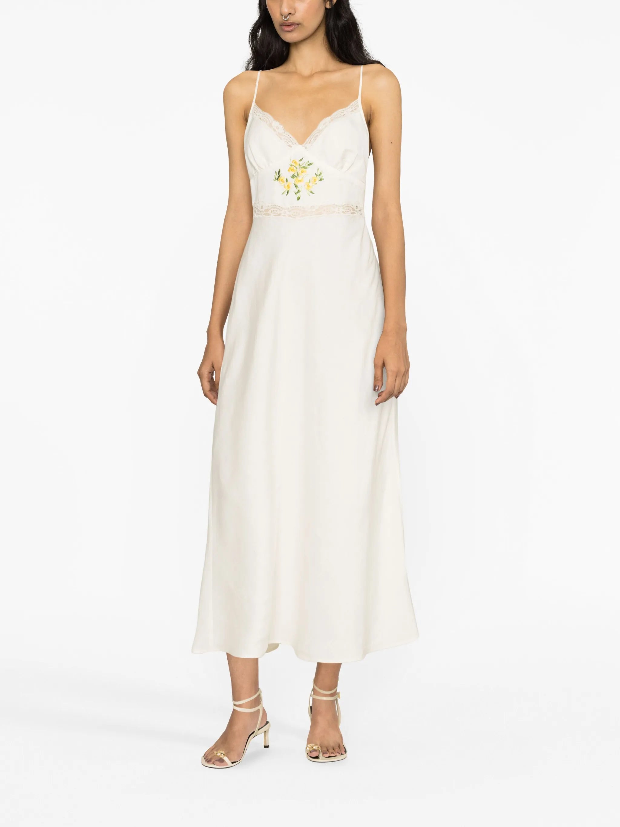 Amora floral-embroidered cotton dress