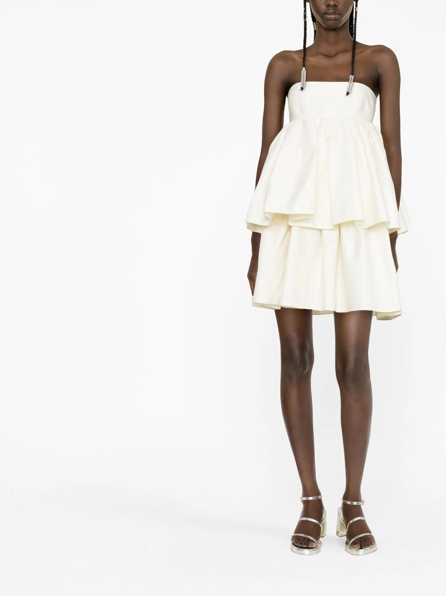 tiered strapless minidress