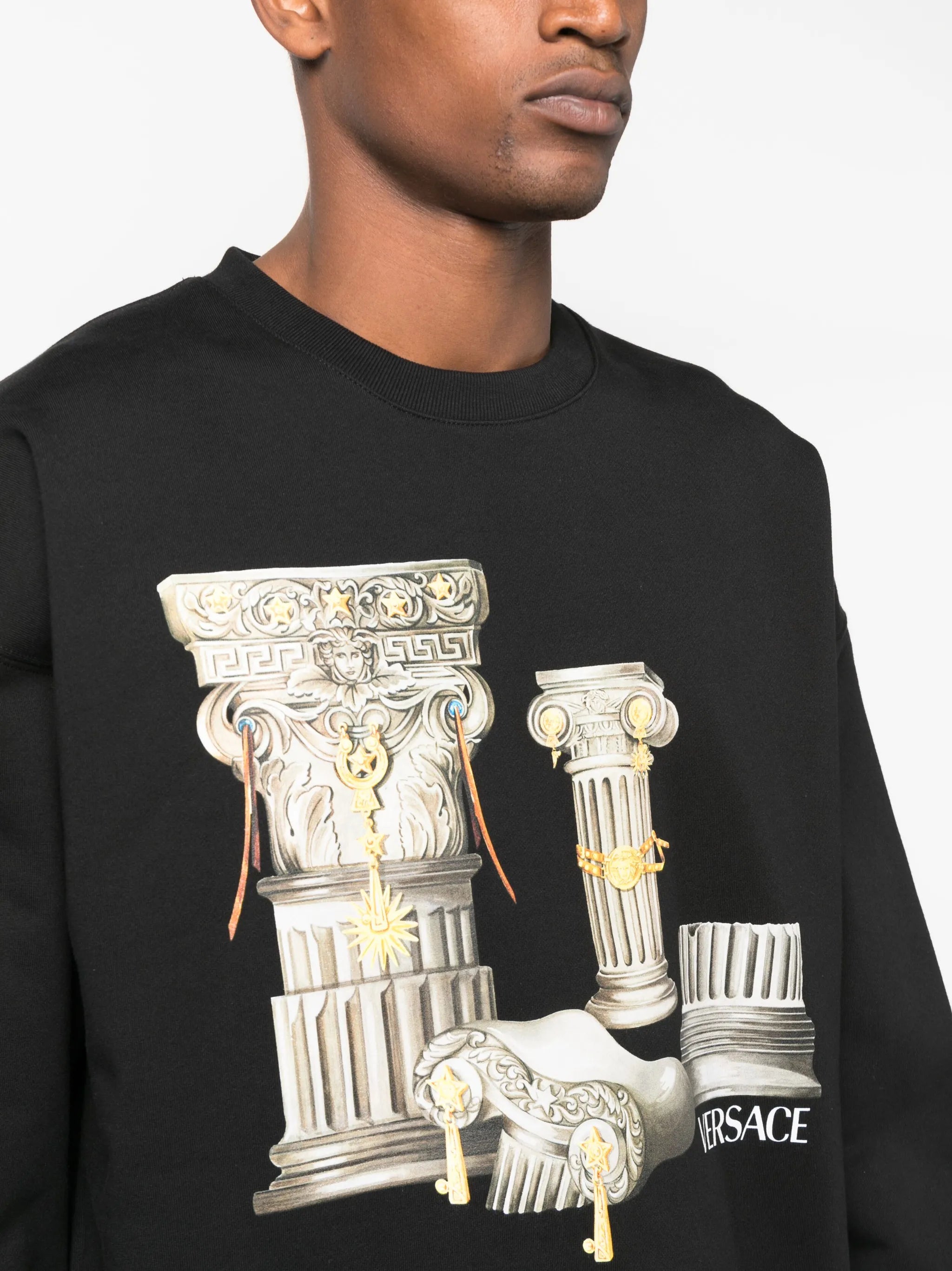 Columns-print cotton sweatshirt